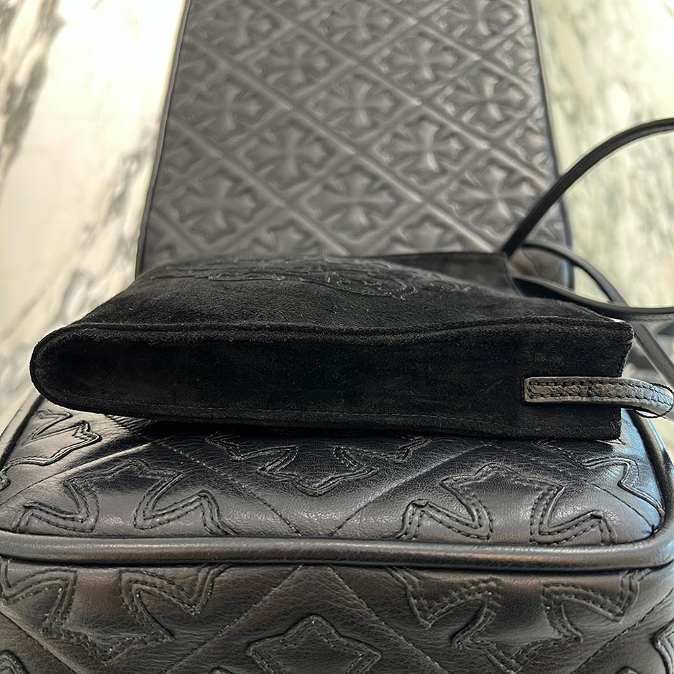 CHROME HEARTS Suede Leather Square Pocket Vine Dagger Patch Shoulder Bag クロムハーツ スエードレザー スクエアポケット ヴァインダガー パッチ ショルダーバッグ