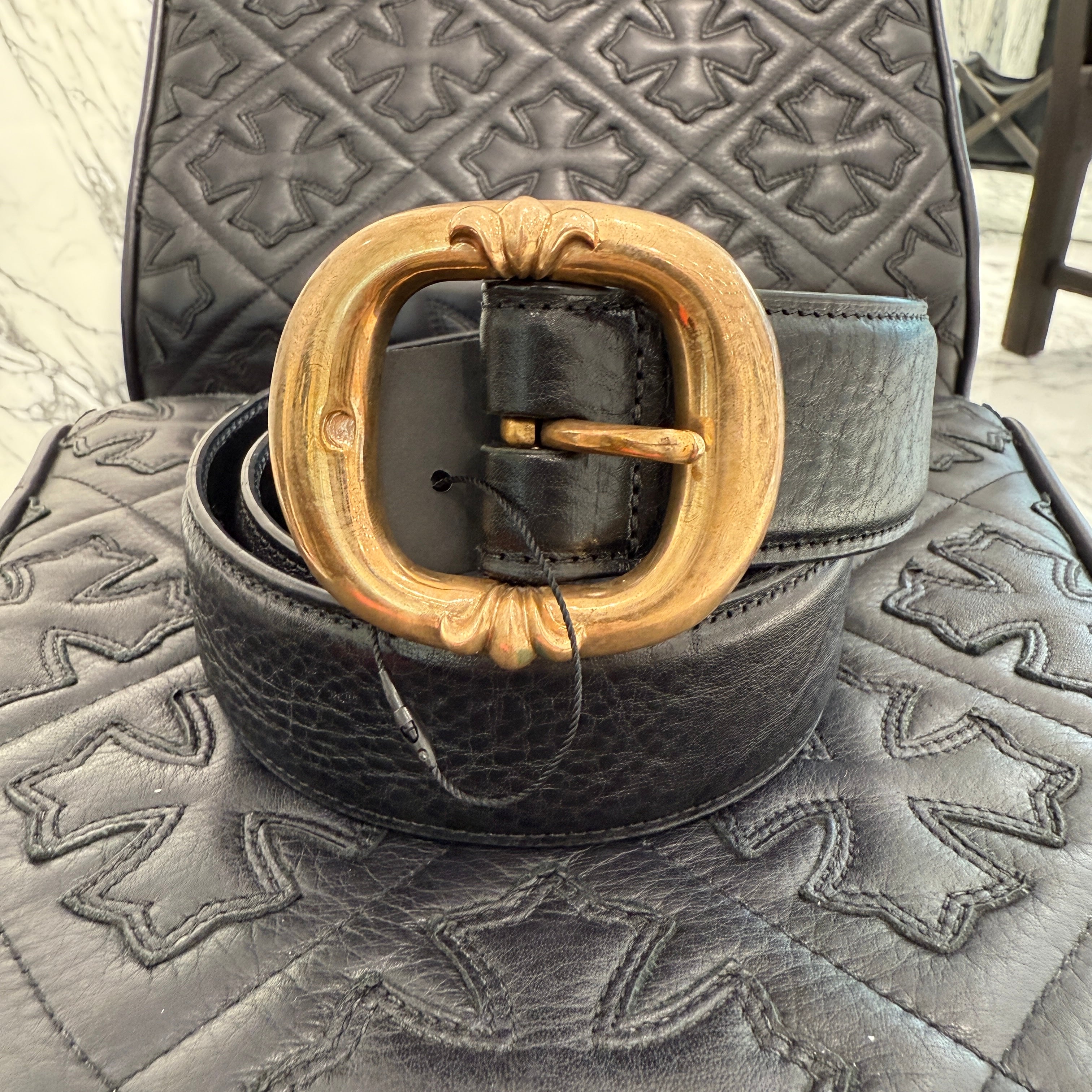 CHROME HEARTS Bronze Gunslinger Leather Belt Size 34 クロムハーツ ブロンズ ガンスリンガー レザーベルト サイズ34