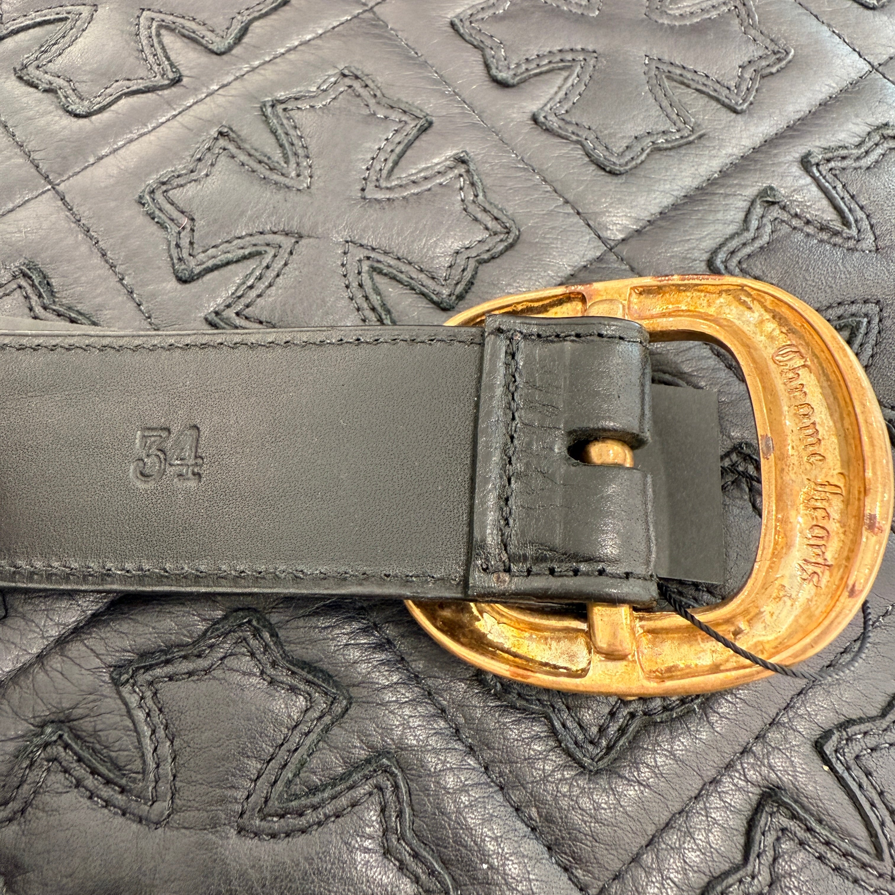 CHROME HEARTS Bronze Gunslinger Leather Belt Size 34 クロムハーツ ブロンズ ガンスリンガー レザーベルト サイズ34