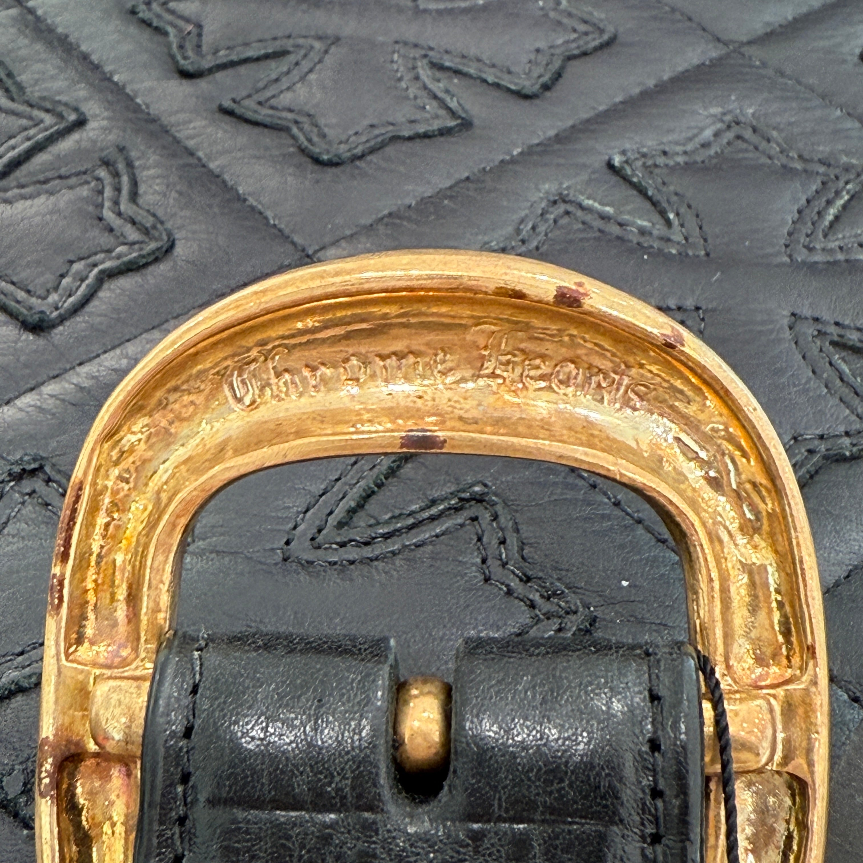 CHROME HEARTS Bronze Gunslinger Leather Belt Size 34 クロムハーツ ブロンズ ガンスリンガー レザーベルト サイズ34