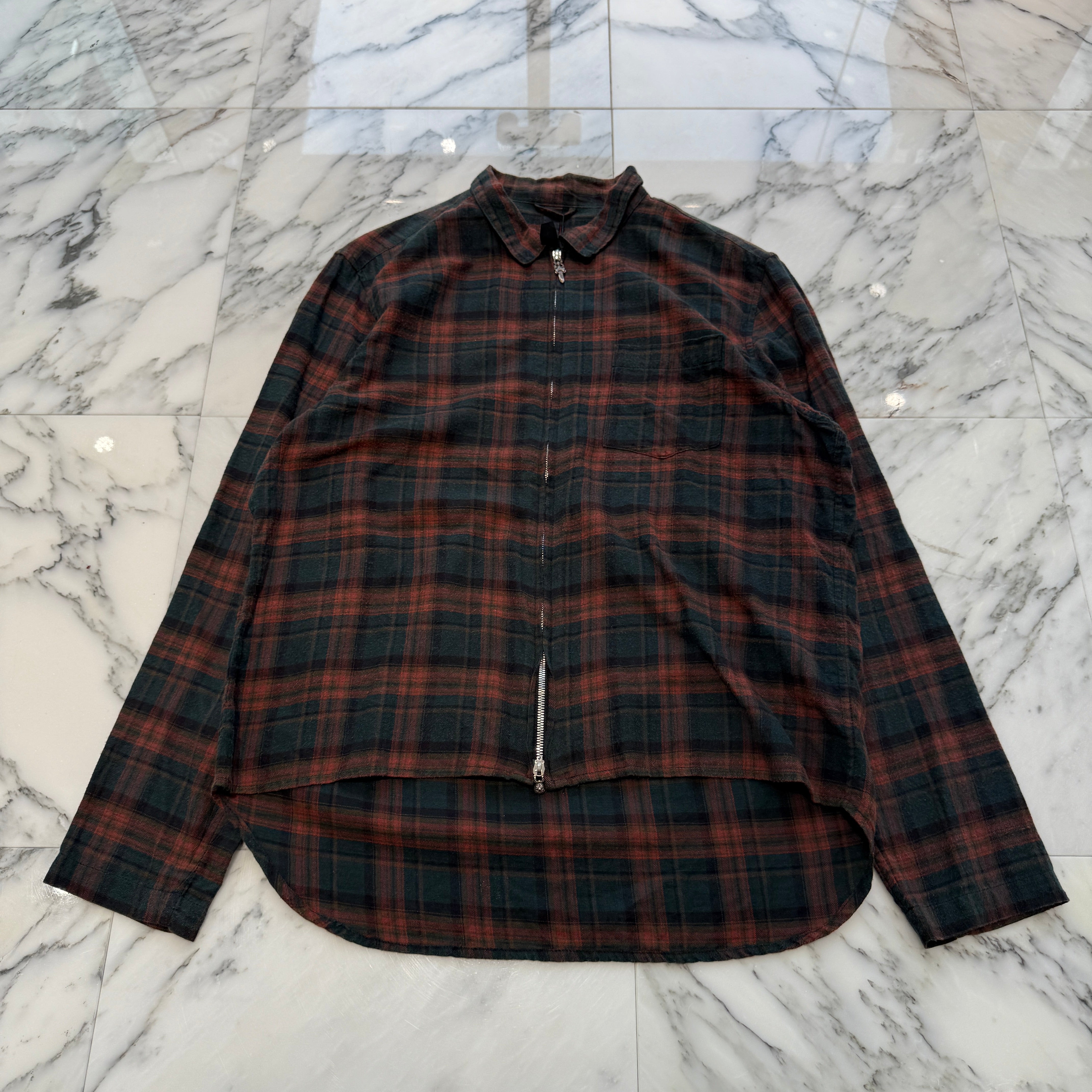 CHROME HEARTS Y NOT HEYWOOD Zip Up Check Shirt Size L クロムハーツ ワイノット ヘイウッド ジップアップ チェックシャツ サイズL