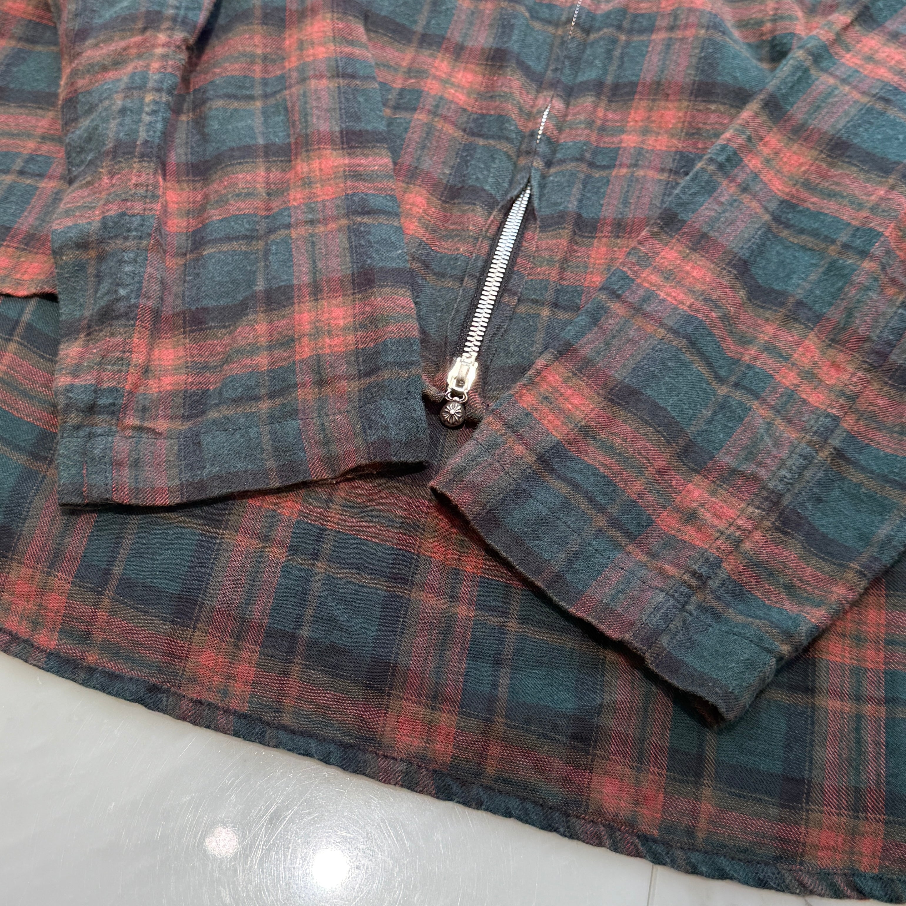 CHROME HEARTS Y NOT HEYWOOD Zip Up Check Shirt Size L クロムハーツ ワイノット ヘイウッド ジップアップ チェックシャツ サイズL