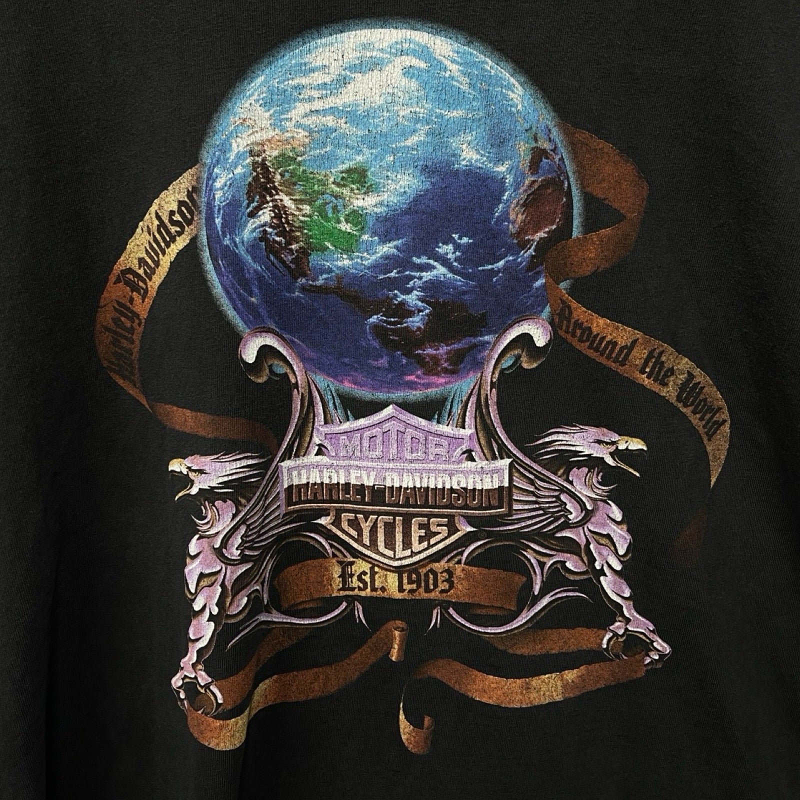 Vintage 00's Harley-Davidson "Iron Hawk And Globe" S/S Tee Size 4XL