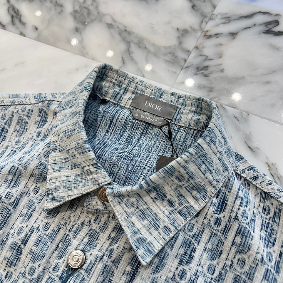 DIOR 2020AW Oblique Kasuri Cotton Denim Shirt 013D585BY989 Size 39 ディオール オブリーク カスリ コットンデニム シャツ サイズ39