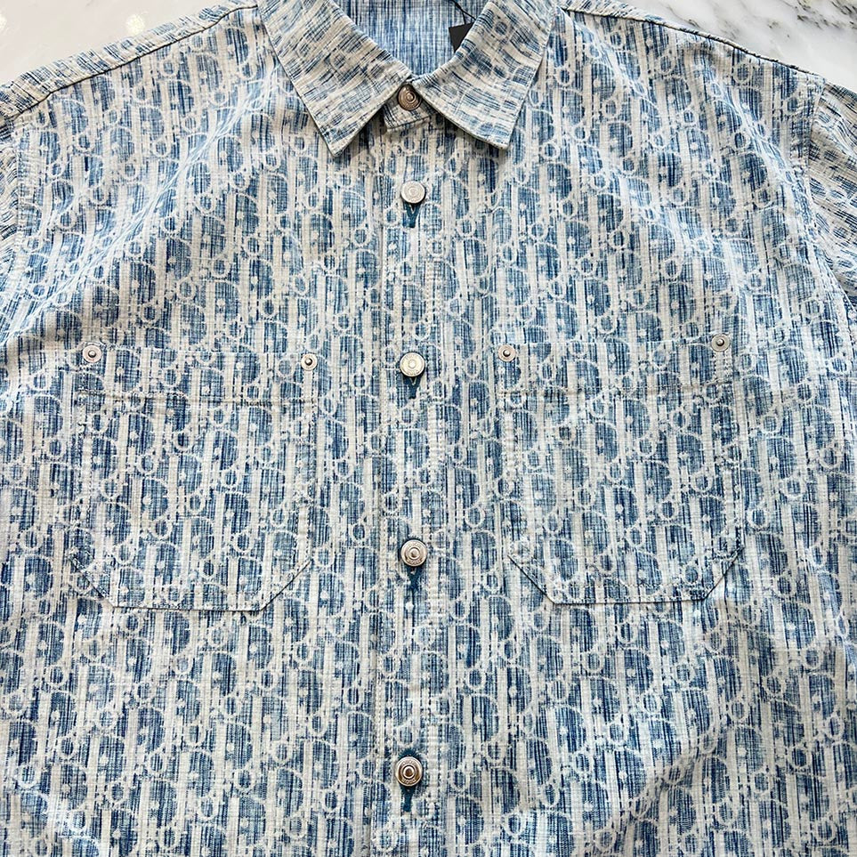 DIOR 2020AW Oblique Kasuri Cotton Denim Shirt 013D585BY989 Size 39 ディオール オブリーク カスリ コットンデニム シャツ サイズ39
