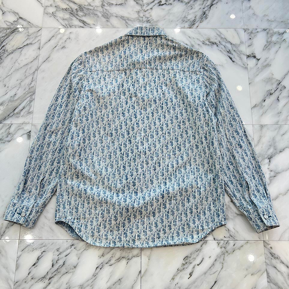 DIOR 2020AW Oblique Kasuri Cotton Denim Shirt 013D585BY989 Size 39 ディオール オブリーク カスリ コットンデニム シャツ サイズ39