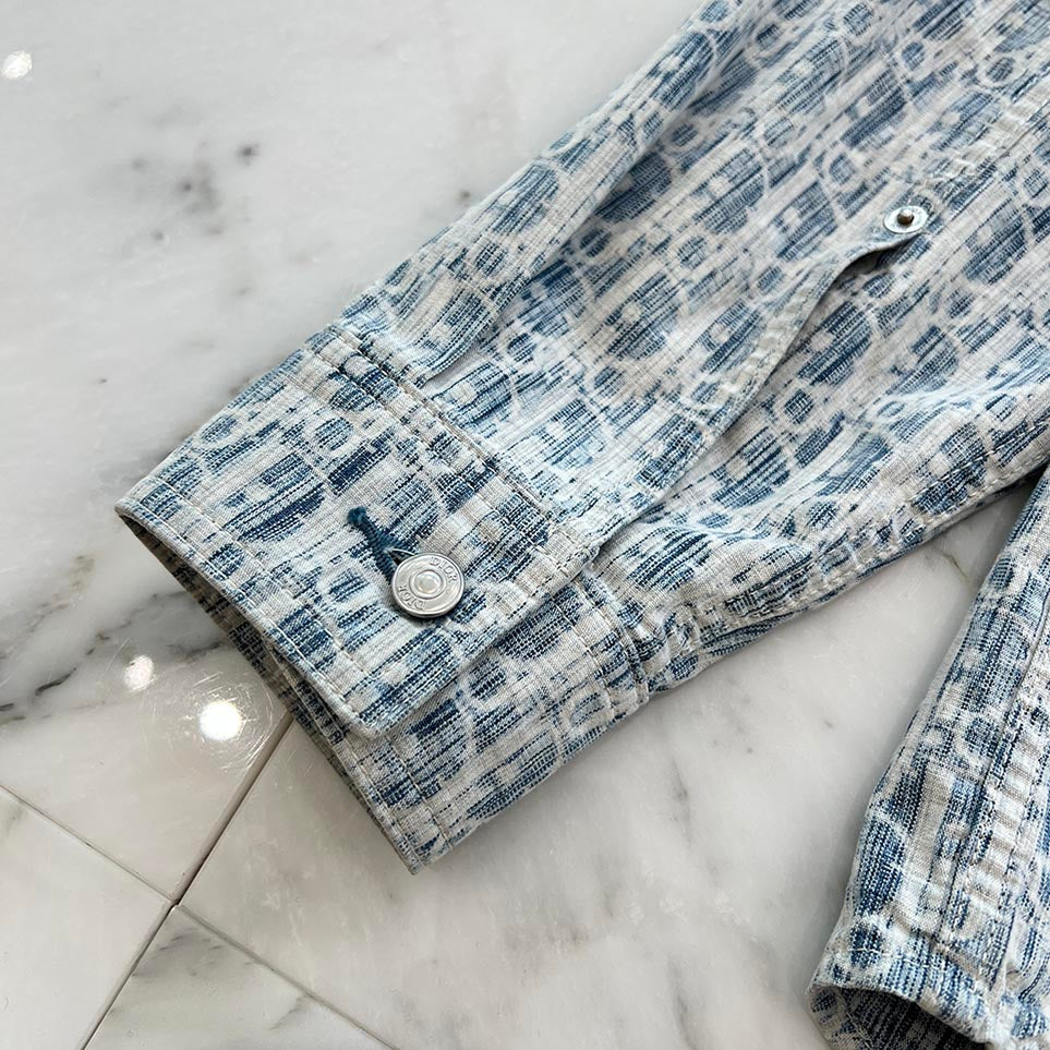 DIOR 2020AW Oblique Kasuri Cotton Denim Shirt 013D585BY989 Size 39 ディオール オブリーク カスリ コットンデニム シャツ サイズ39