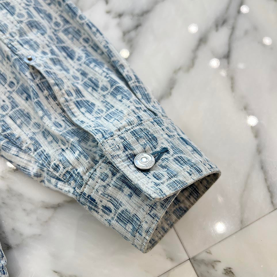 DIOR 2020AW Oblique Kasuri Cotton Denim Shirt 013D585BY989 Size 39 ディオール オブリーク カスリ コットンデニム シャツ サイズ39