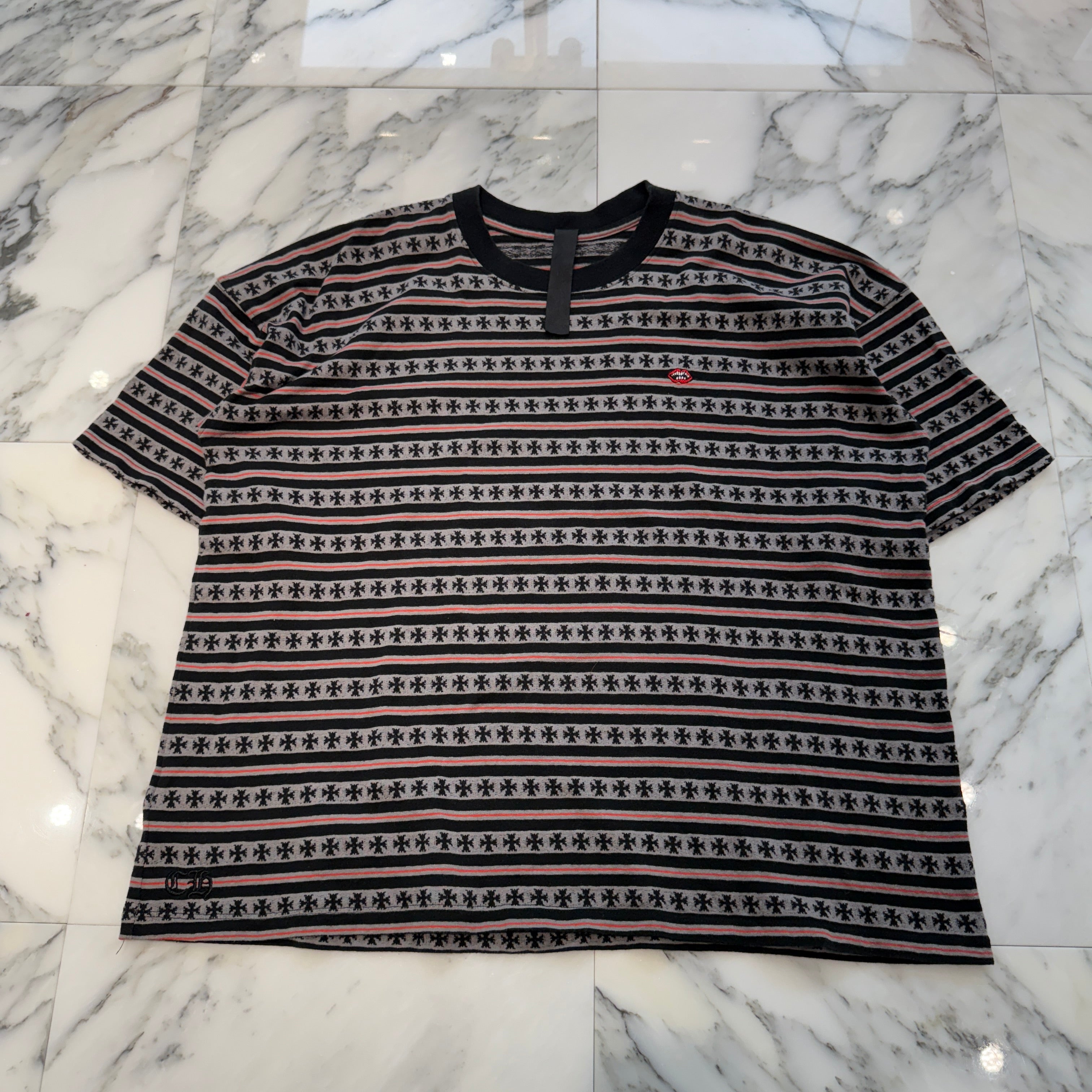 CHROME HEARTS × MATTY BOY Y Not Stripe CH Plus Tee Size L クロムハーツ×マッティボーイ ワイノット ストライプ CHプラス Tシャツ サイズL