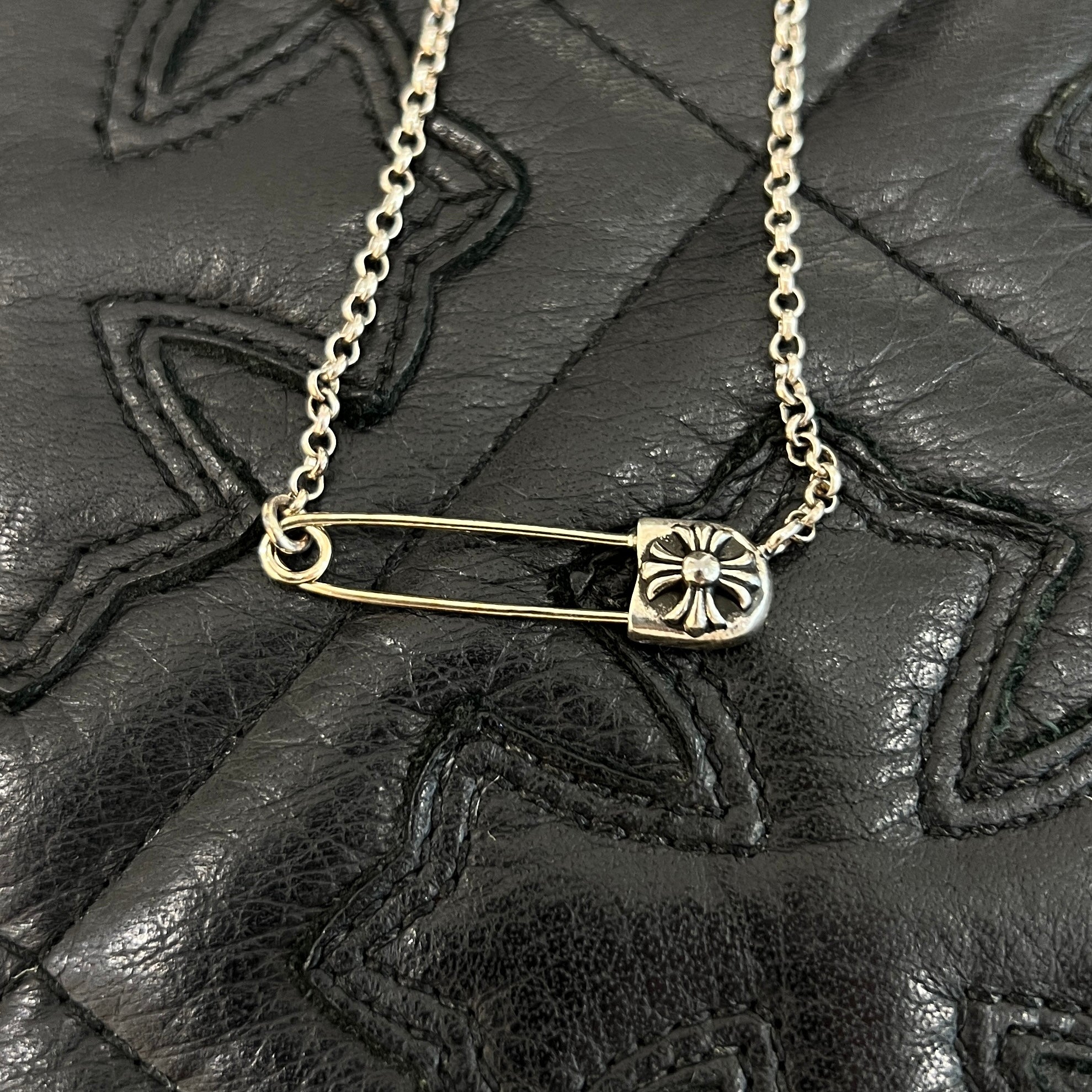 CHROME HEARTS Safety Pin Pendant Top Roll Chain Necklace Size 16 Inch クロムハーツ セーフティピン ペンダントトップ ロールチェーン ネックレス サイズ16インチ
