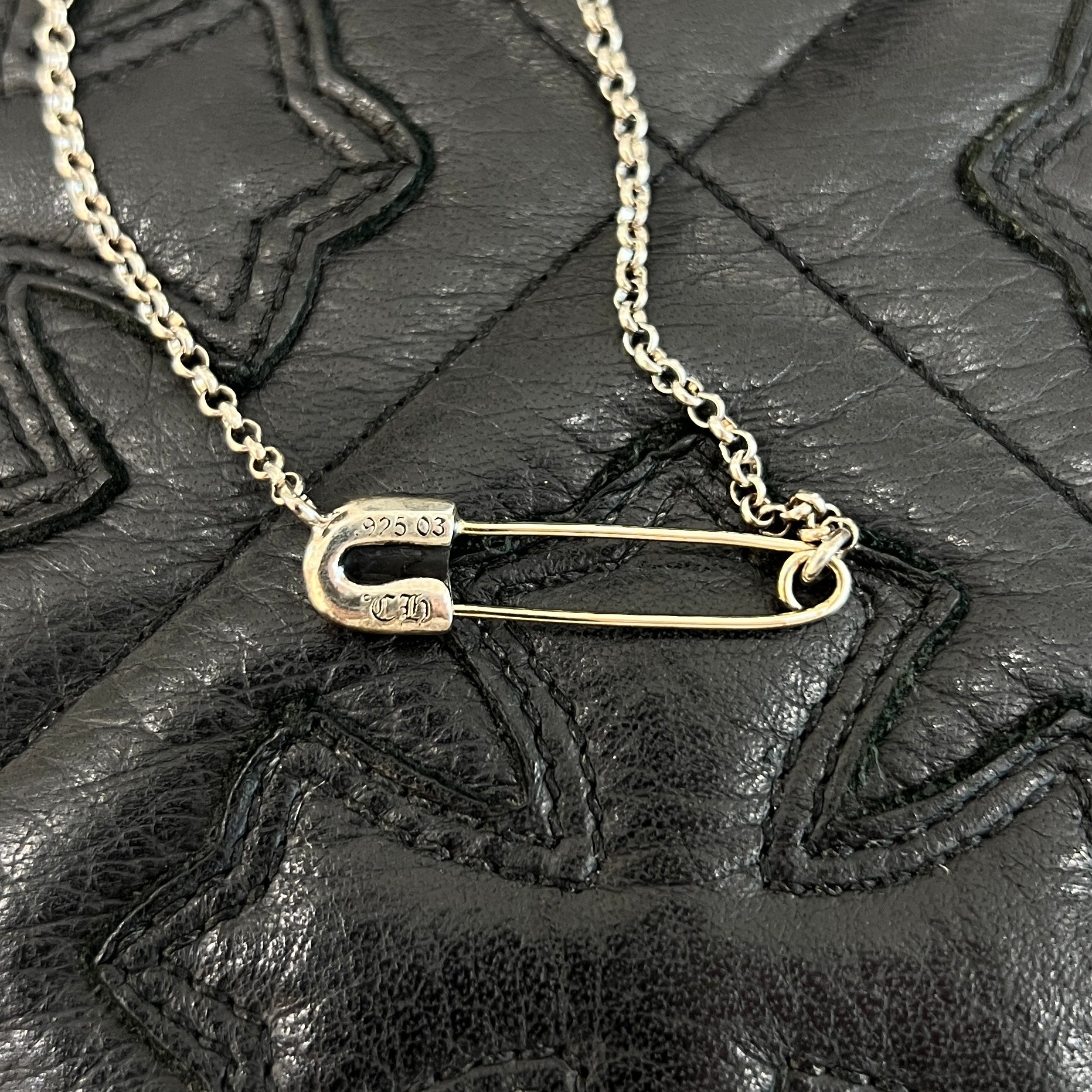 CHROME HEARTS Safety Pin Pendant Top Roll Chain Necklace Size 16 Inch クロムハーツ セーフティピン ペンダントトップ ロールチェーン ネックレス サイズ16インチ