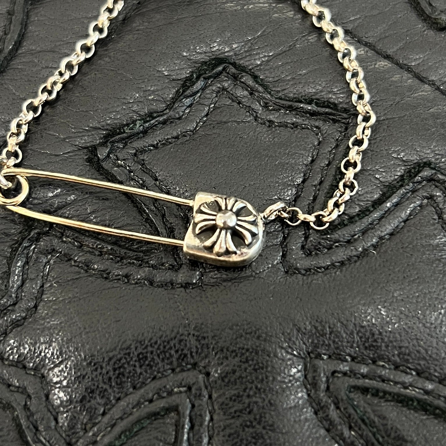 CHROME HEARTS Safety Pin Pendant Top Roll Chain Necklace Size 16 Inch クロムハーツ セーフティピン ペンダントトップ ロールチェーン ネックレス サイズ16インチ