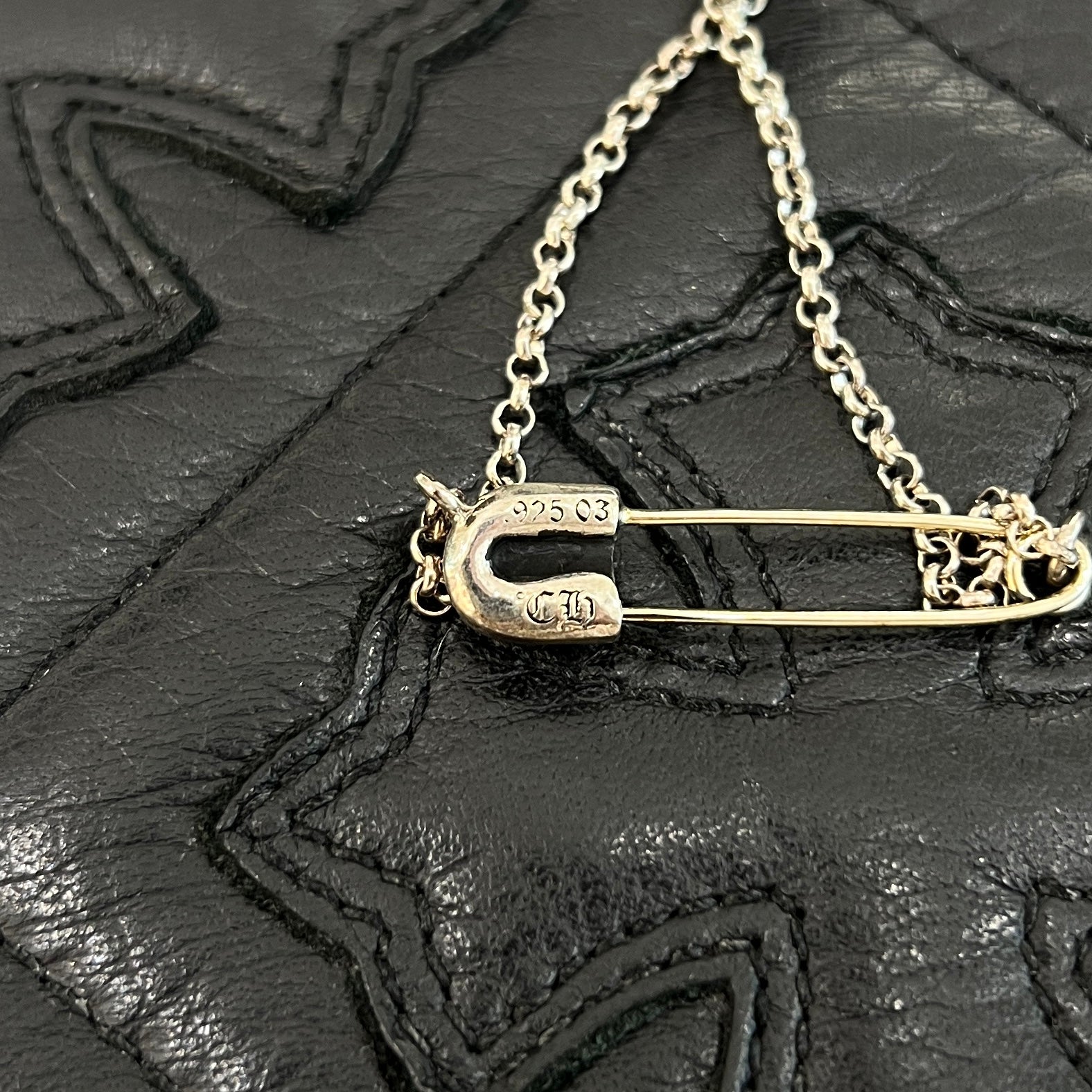 CHROME HEARTS Safety Pin Pendant Top Roll Chain Necklace Size 16 Inch クロムハーツ セーフティピン ペンダントトップ ロールチェーン ネックレス サイズ16インチ