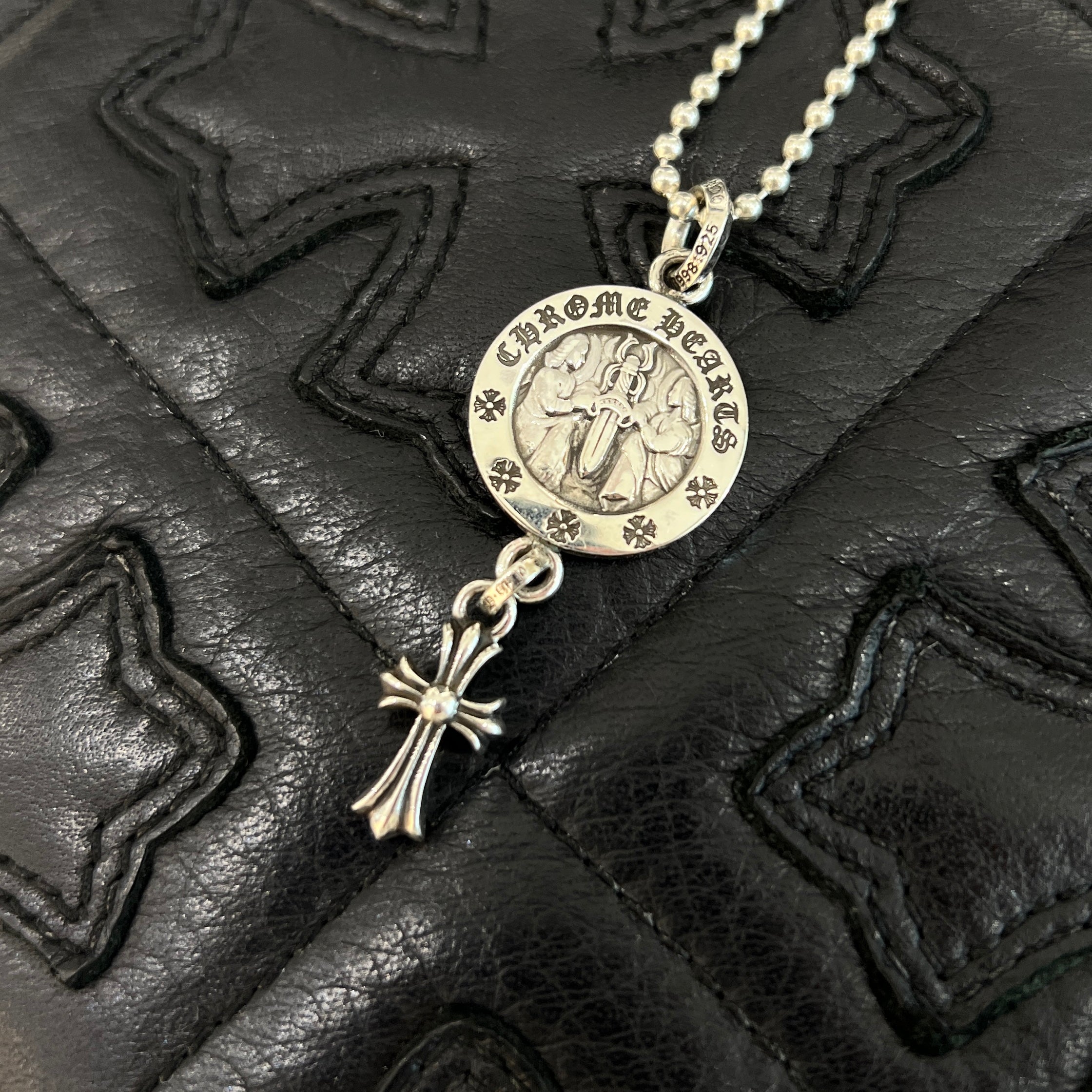 CHROME HEARTS Baby Fat Angel Medal Charm V2 Neckless Size 29 Inch クロムハーツ ベイビーファットエンジェルメダルチャーム V2 ネックレス サイズ29インチ