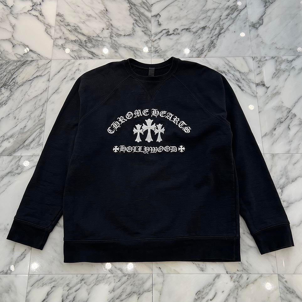 CHROME HEARTS Y NOT King Taco 3 Cemetery Cross Embroidery Sweat Shirt Size XL クロムハーツ キングタコ 3セメタリークロス刺繍 スウェットシャツ サイズXL