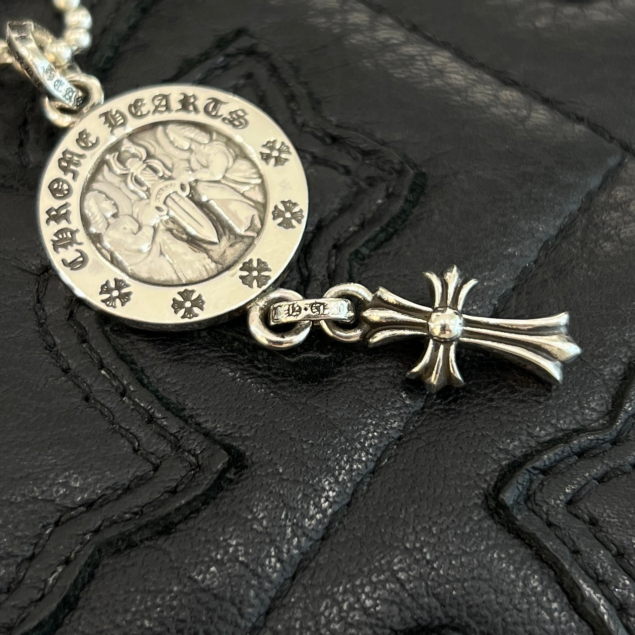 CHROME HEARTS Baby Fat Angel Medal Charm V2 Neckless Size 29 Inch クロムハーツ ベイビーファットエンジェルメダルチャーム V2 ネックレス サイズ29インチ