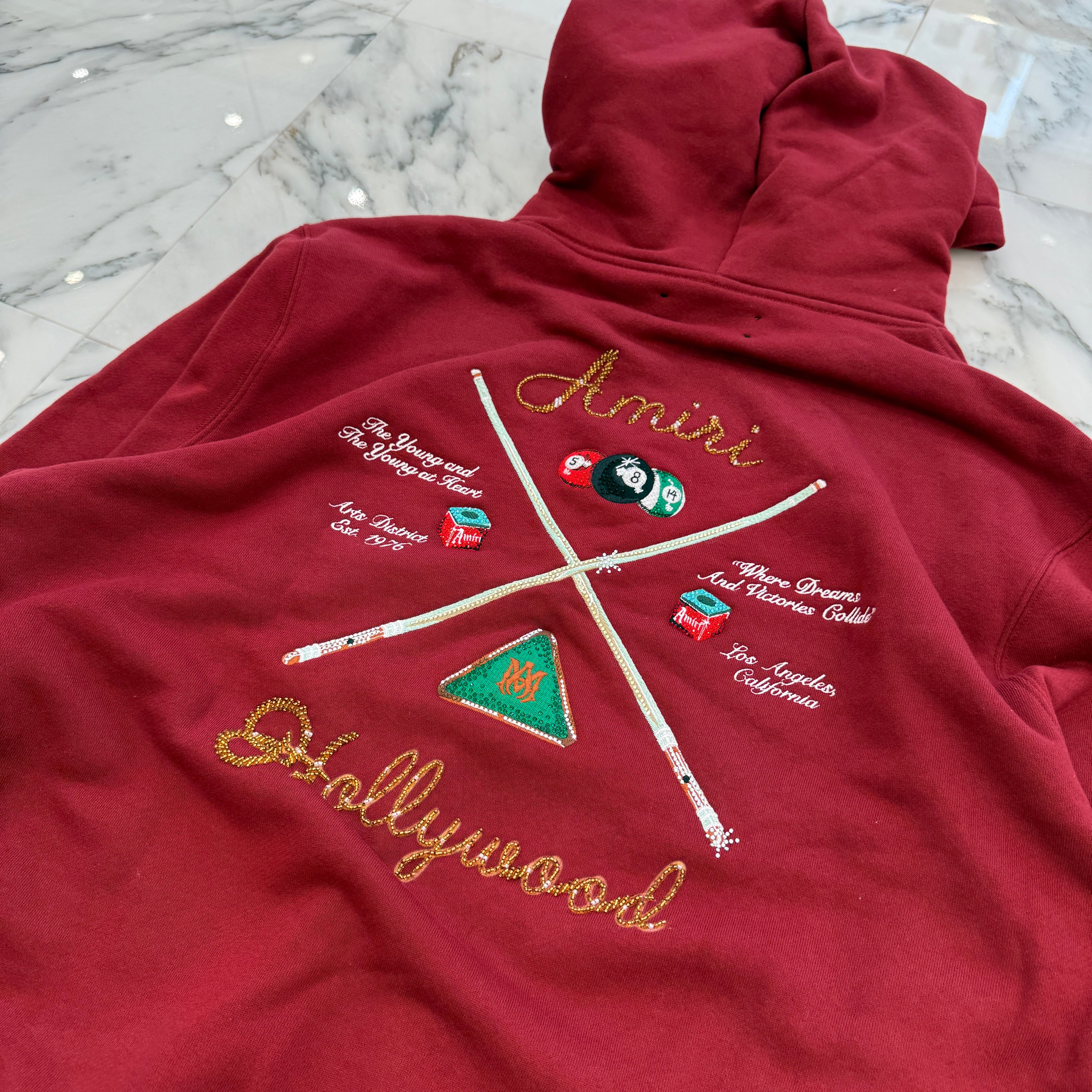 AMIRI Crystal Pool Cue Hoodie AMJYHD1078 Size XL アミリ クリスタル プール キュー プルオーバーフーディ サイズXL