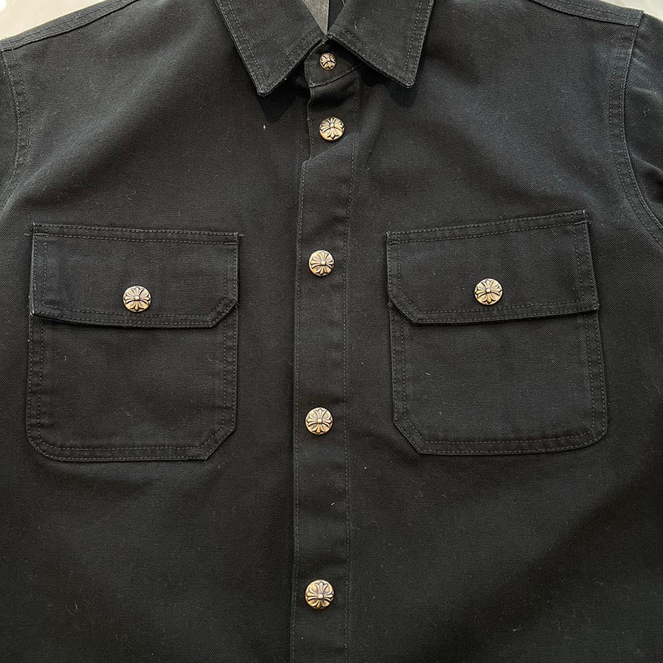 CHROME HEARTS Y NOT WORK DOG Cross Ball Button Shirt Jacket Size M