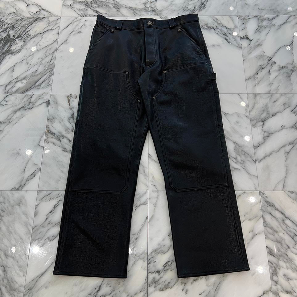 CHROME HEARTS Carpenter Double Knee Leather Pants Size 36 クロムハーツ カーペンター ダブルニー レザーパンツ サイズ36