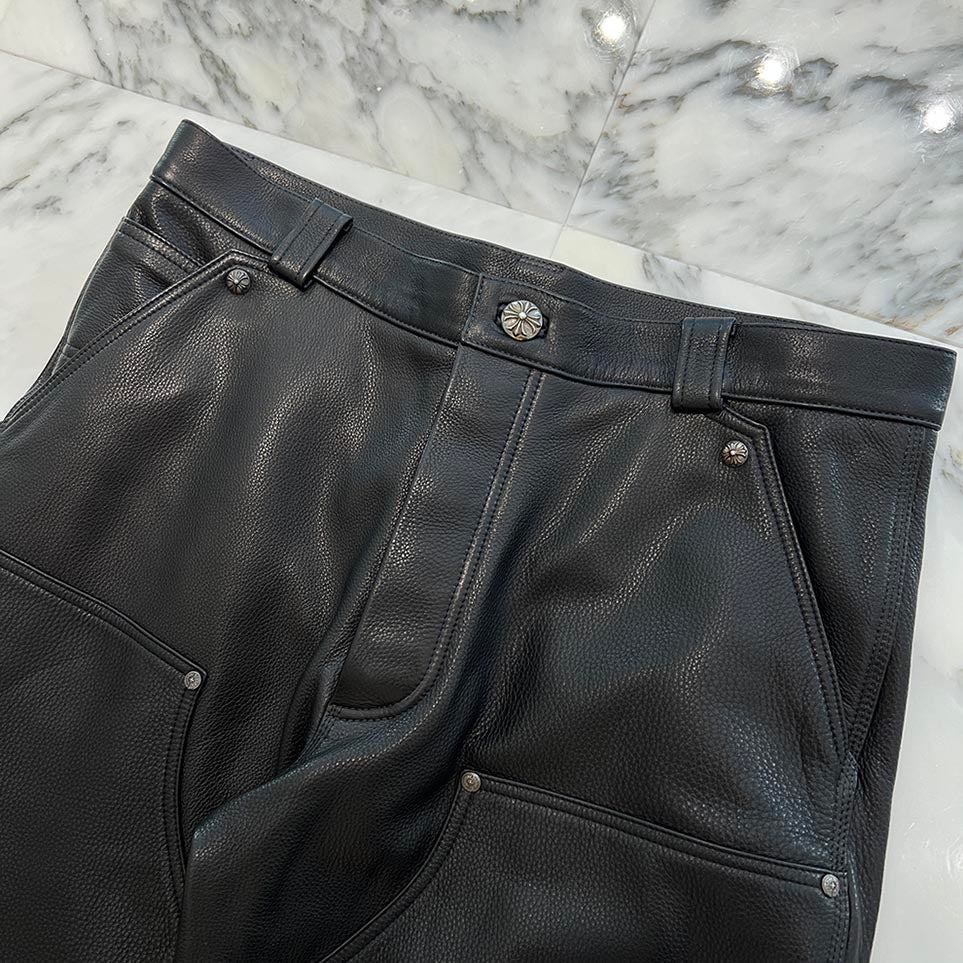 CHROME HEARTS Carpenter Double Knee Leather Pants Size 36 クロムハーツ カーペンター ダブルニー レザーパンツ サイズ36