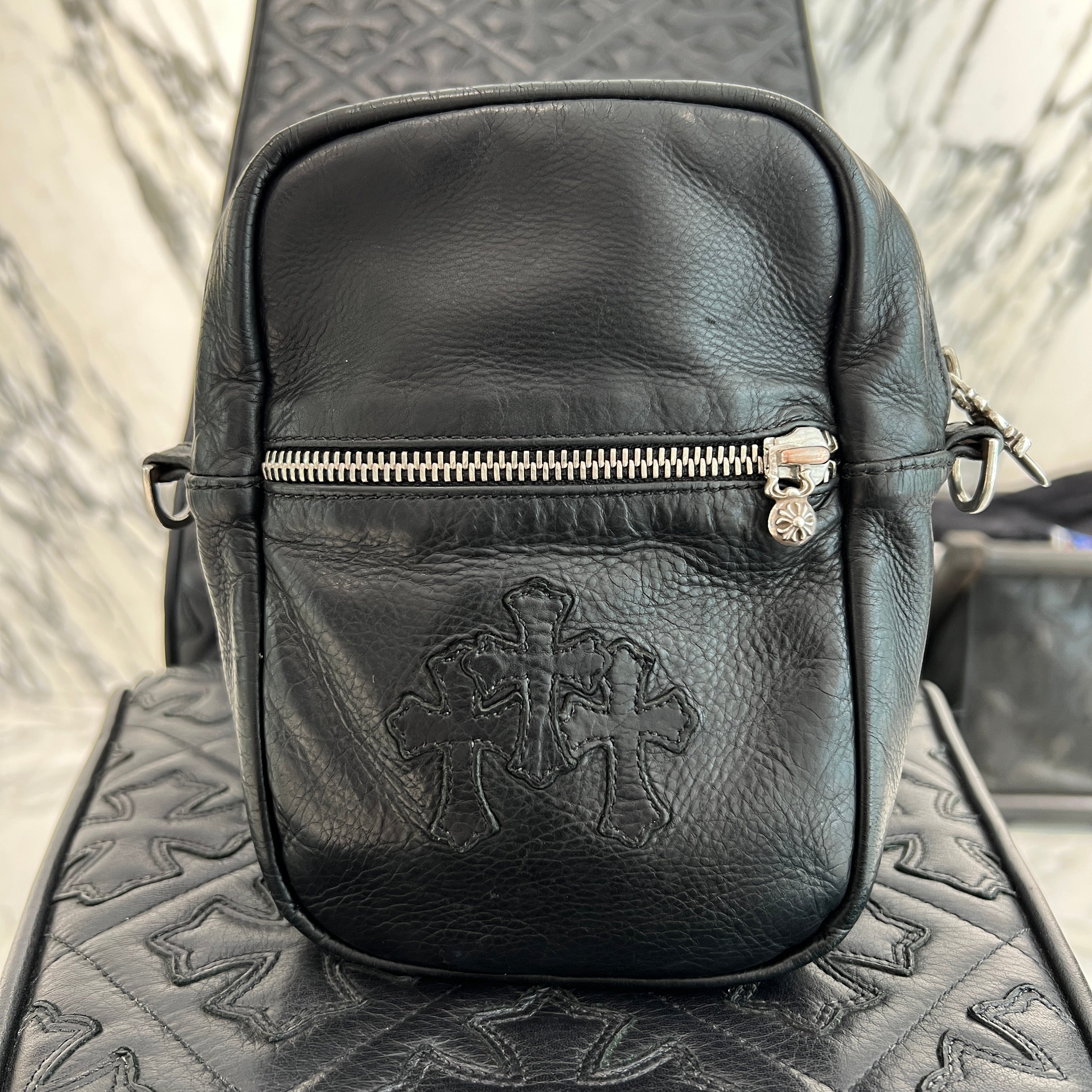CHROME HEARTS TAKAMINI 3 Cemetery Cross Patch Shoulder Bag