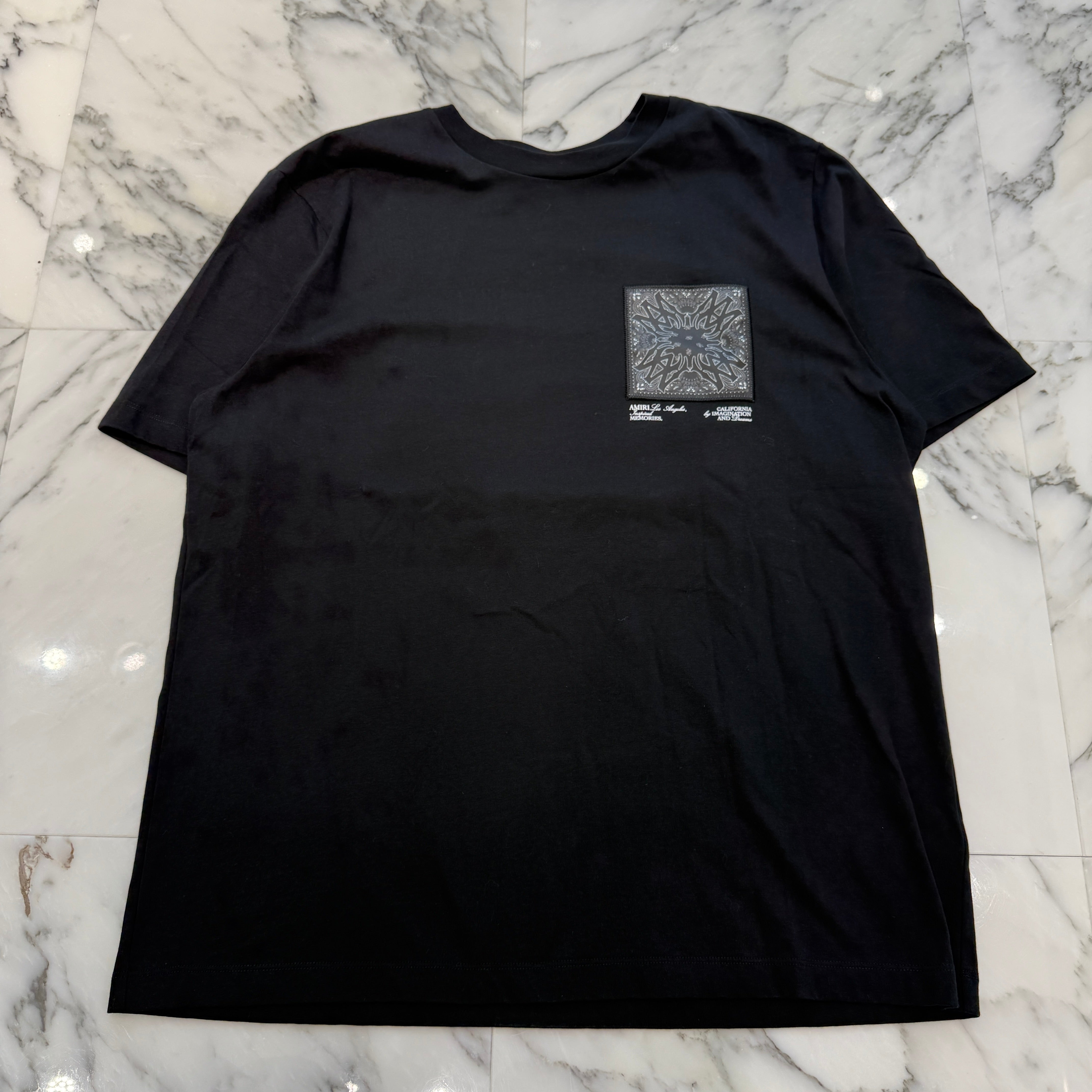 AMIRI MA Logo Bandana Applique Short Sleeve Tee AMJYTE1095 Size XL