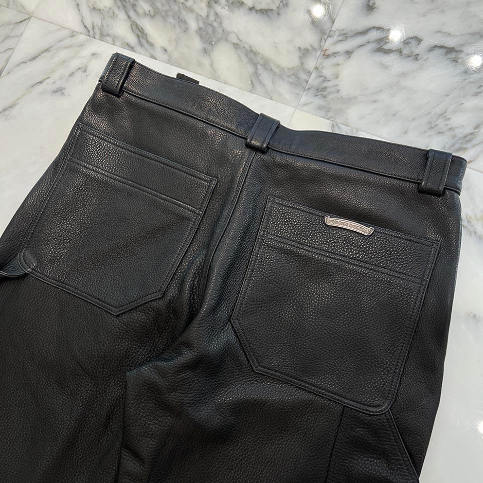 CHROME HEARTS Carpenter Double Knee Leather Pants Size 36 クロムハーツ カーペンター ダブルニー レザーパンツ サイズ36
