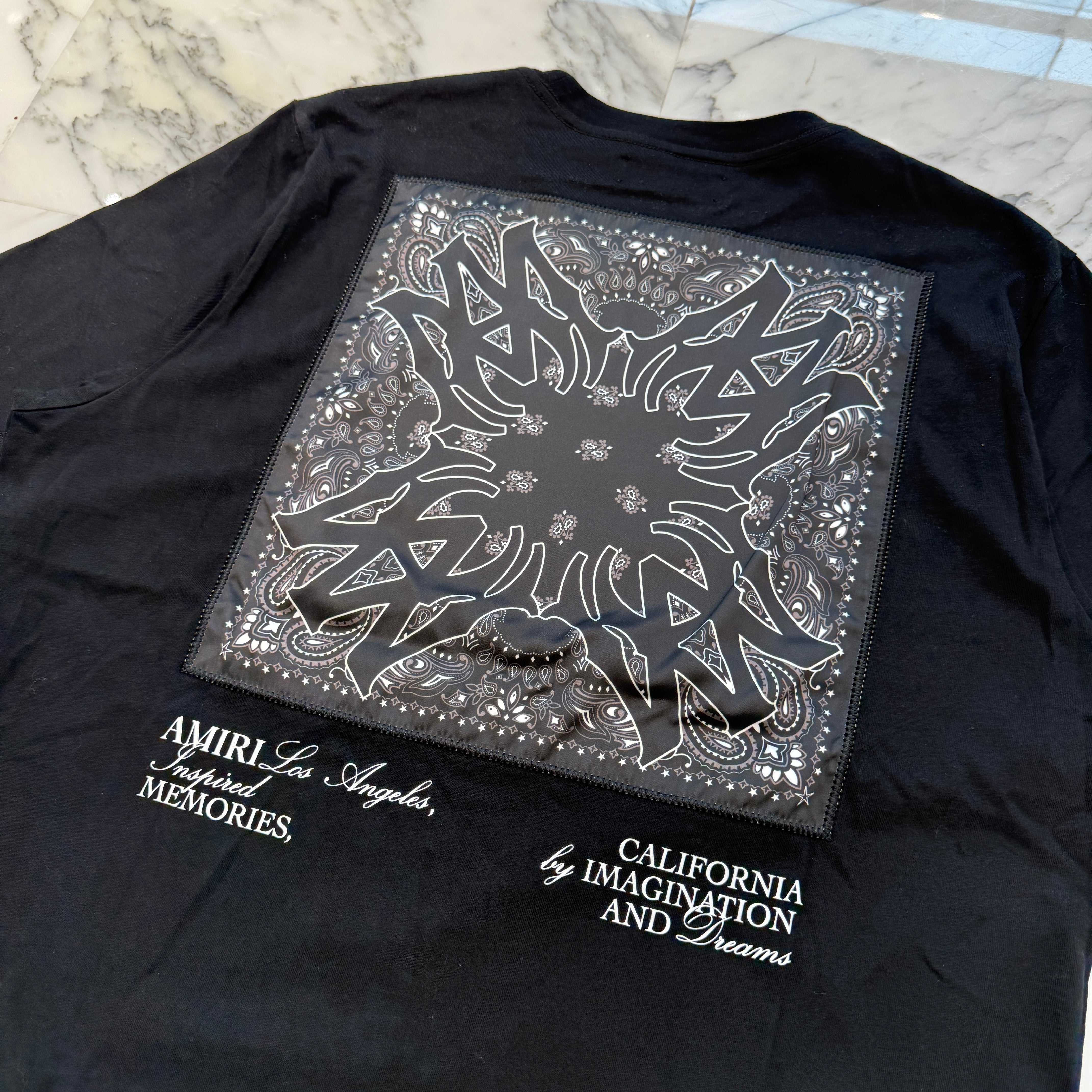 AMIRI MA Logo Bandana Applique Short Sleeve Tee AMJYTE1095 Size XL