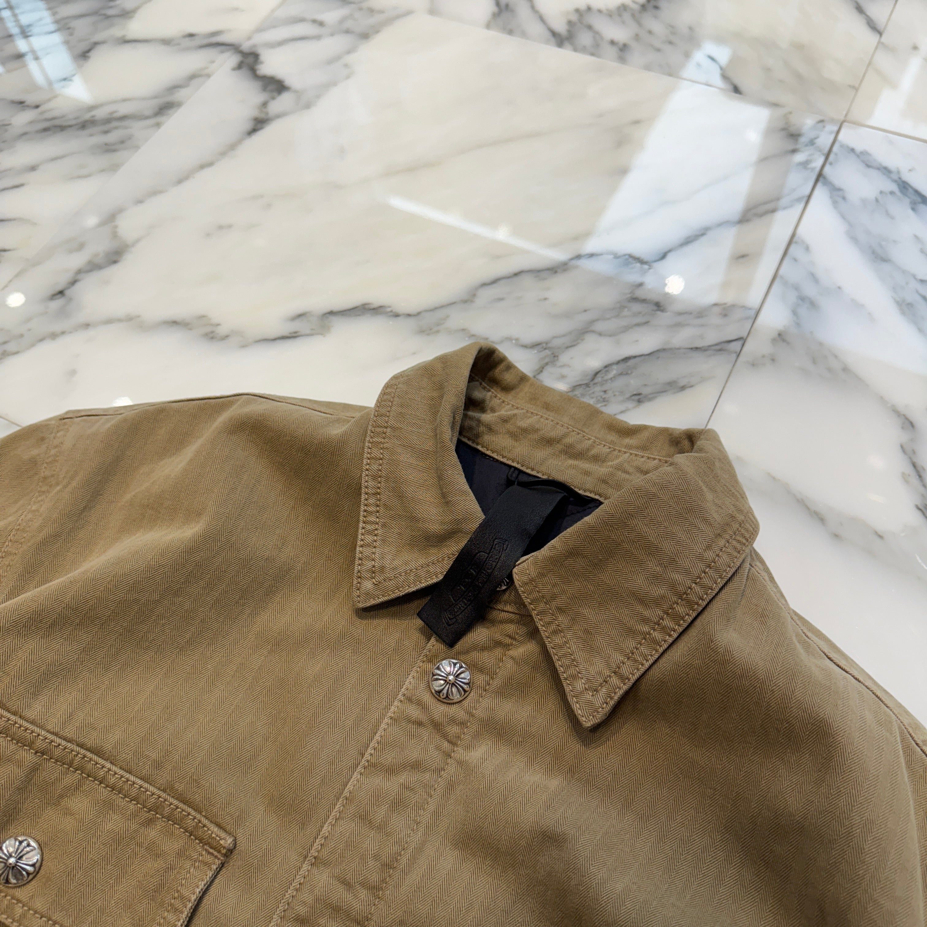 CHROME HEARTS Y NOT WORK DOG Herringbone Shirt Jacket Size L クロムハーツ ワイノット ワークドッグ ヘリンボーン シャツジャケット サイズL