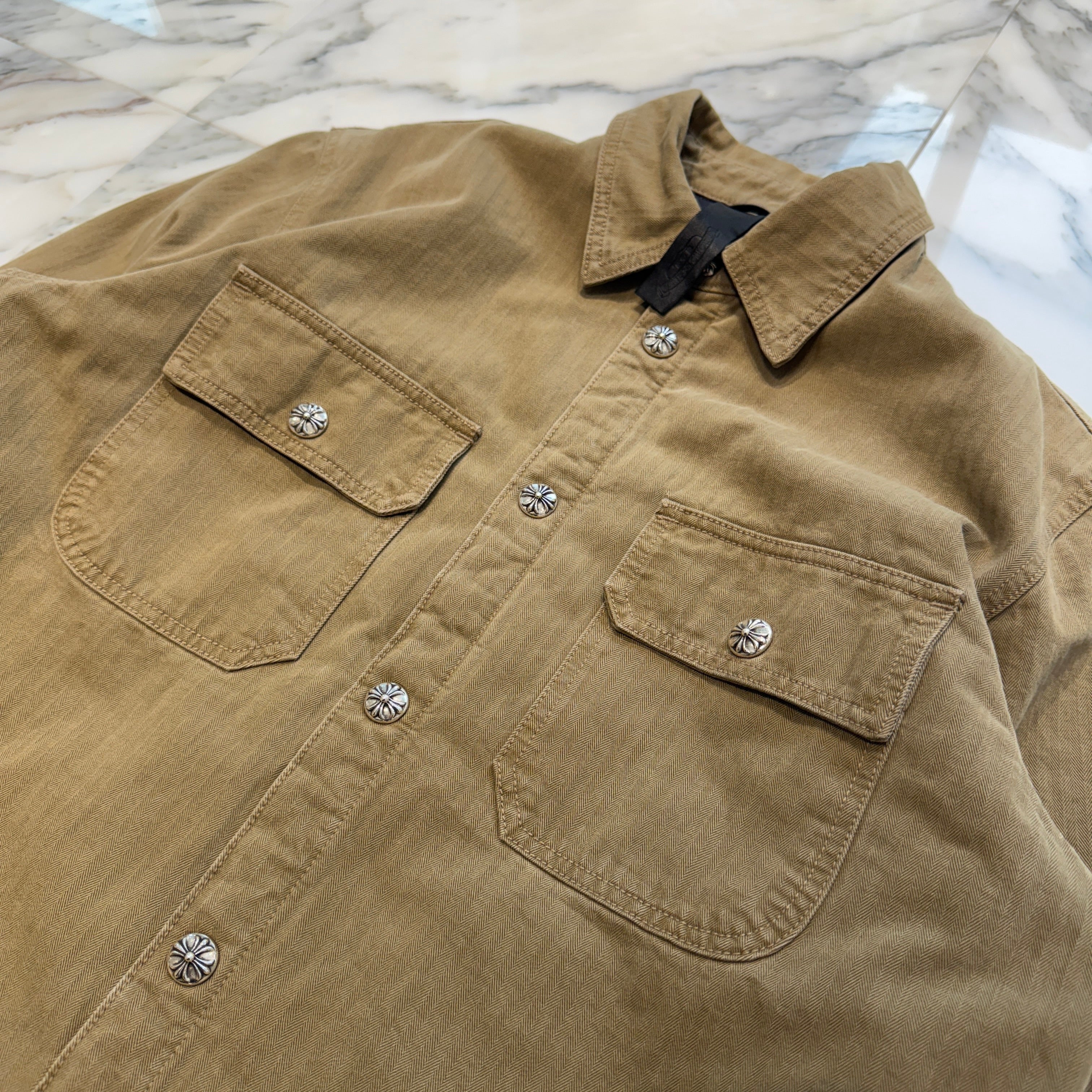 CHROME HEARTS Y NOT WORK DOG Herringbone Shirt Jacket Size L クロムハーツ ワイノット ワークドッグ ヘリンボーン シャツジャケット サイズL