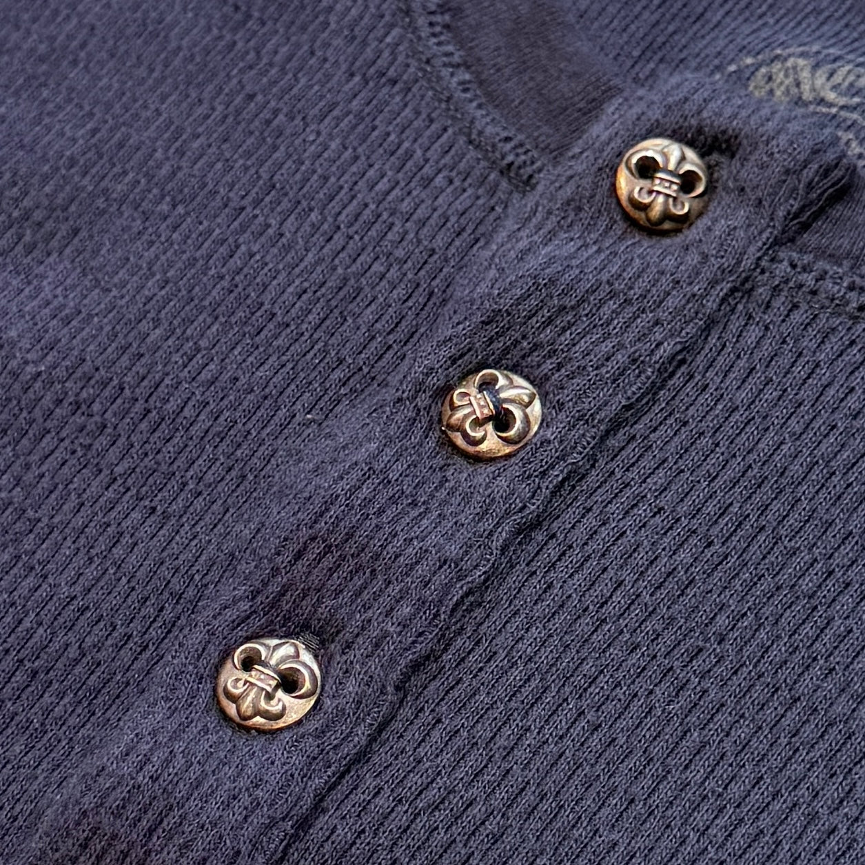 CHROME HEARTS Flare Ball Button Leather Cross Patch Polo Shirt Size M クロムハーツ フレアボールボタン レザークロスパッチ ポロシャツ サイズM