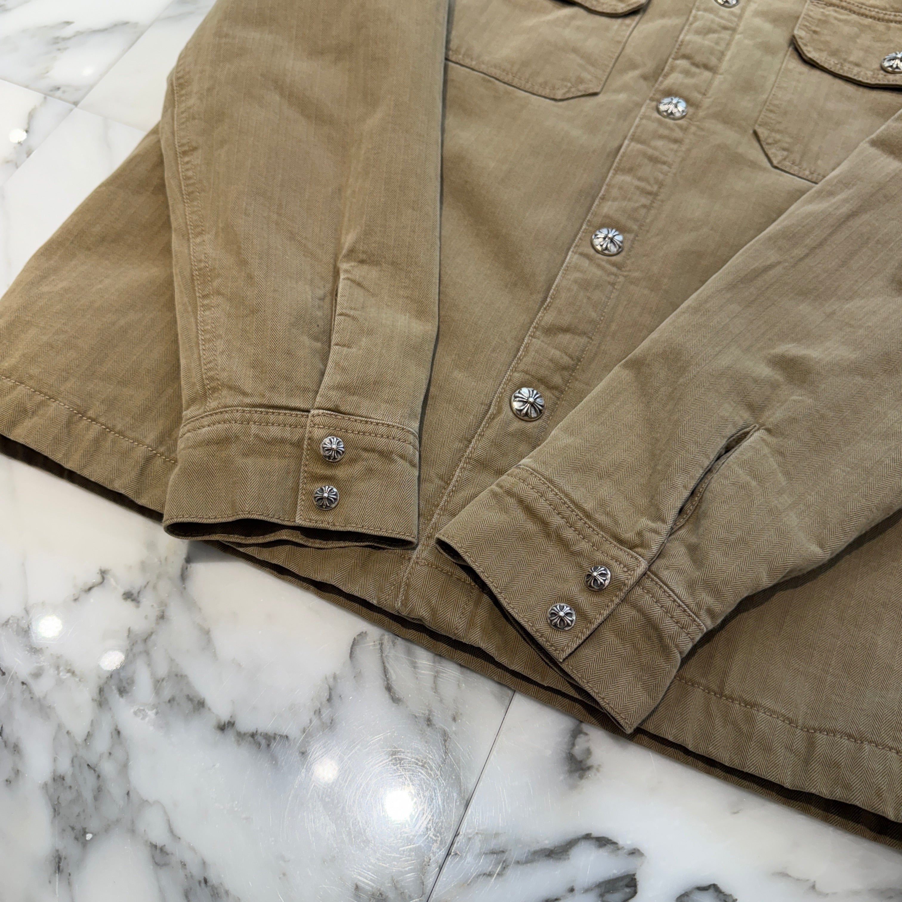 CHROME HEARTS Y NOT WORK DOG Herringbone Shirt Jacket Size L クロムハーツ ワイノット ワークドッグ ヘリンボーン シャツジャケット サイズL