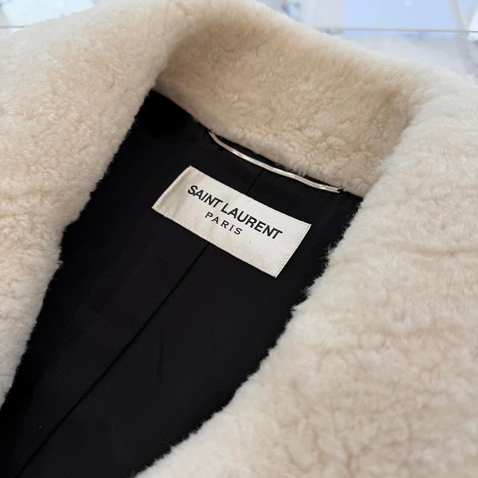 SAINT LAURENT PARIS 2019AW Double Breasted Mouton Coat 572854 Y7SJ2 Size S サンローランパリ ダブルブレステッド ムートンコート サイズS