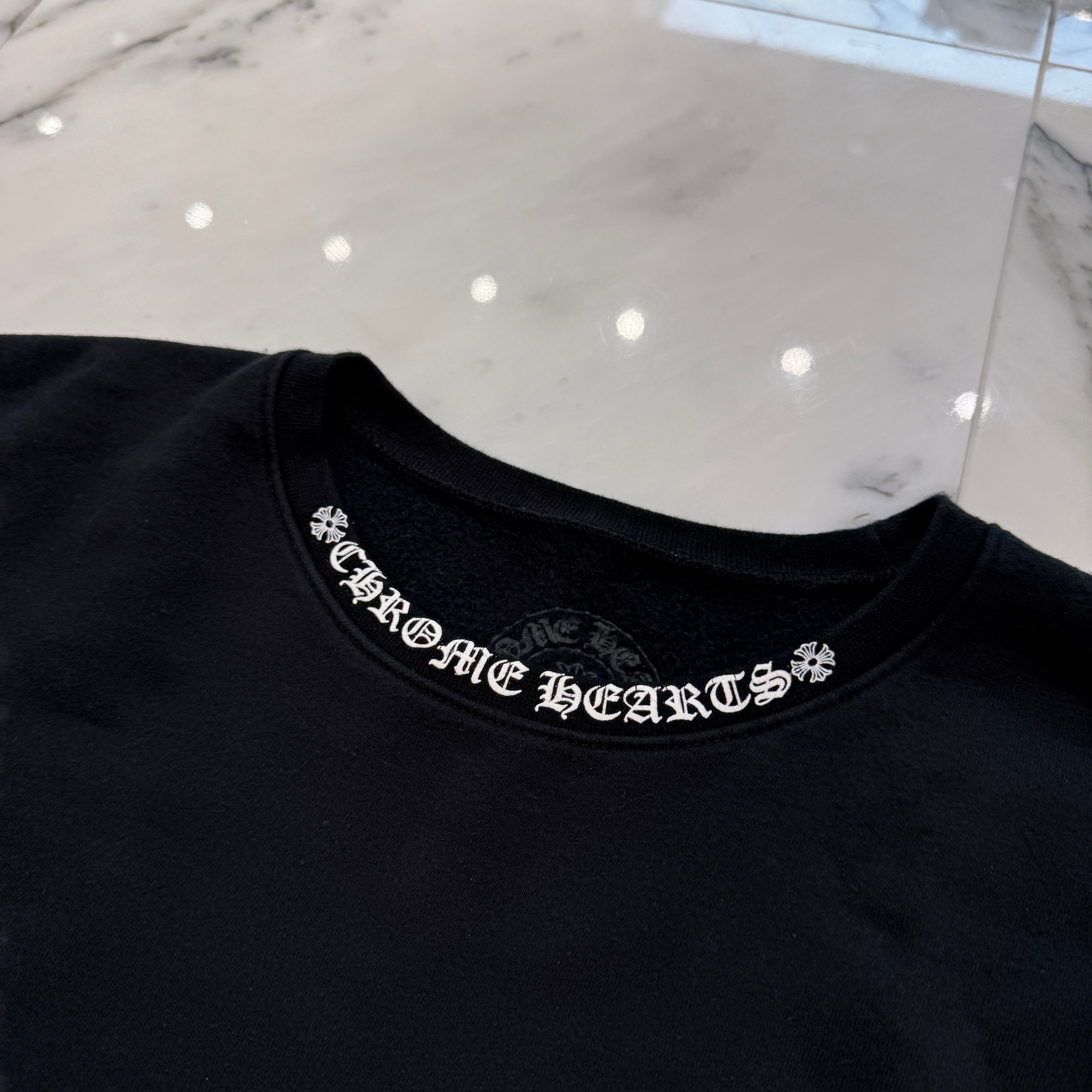 CHROME HEARTS◆ネックロゴ クルーネック スウェットシャツ M CHROME HEARTS クロムハーツ ネックロゴ クルーネック