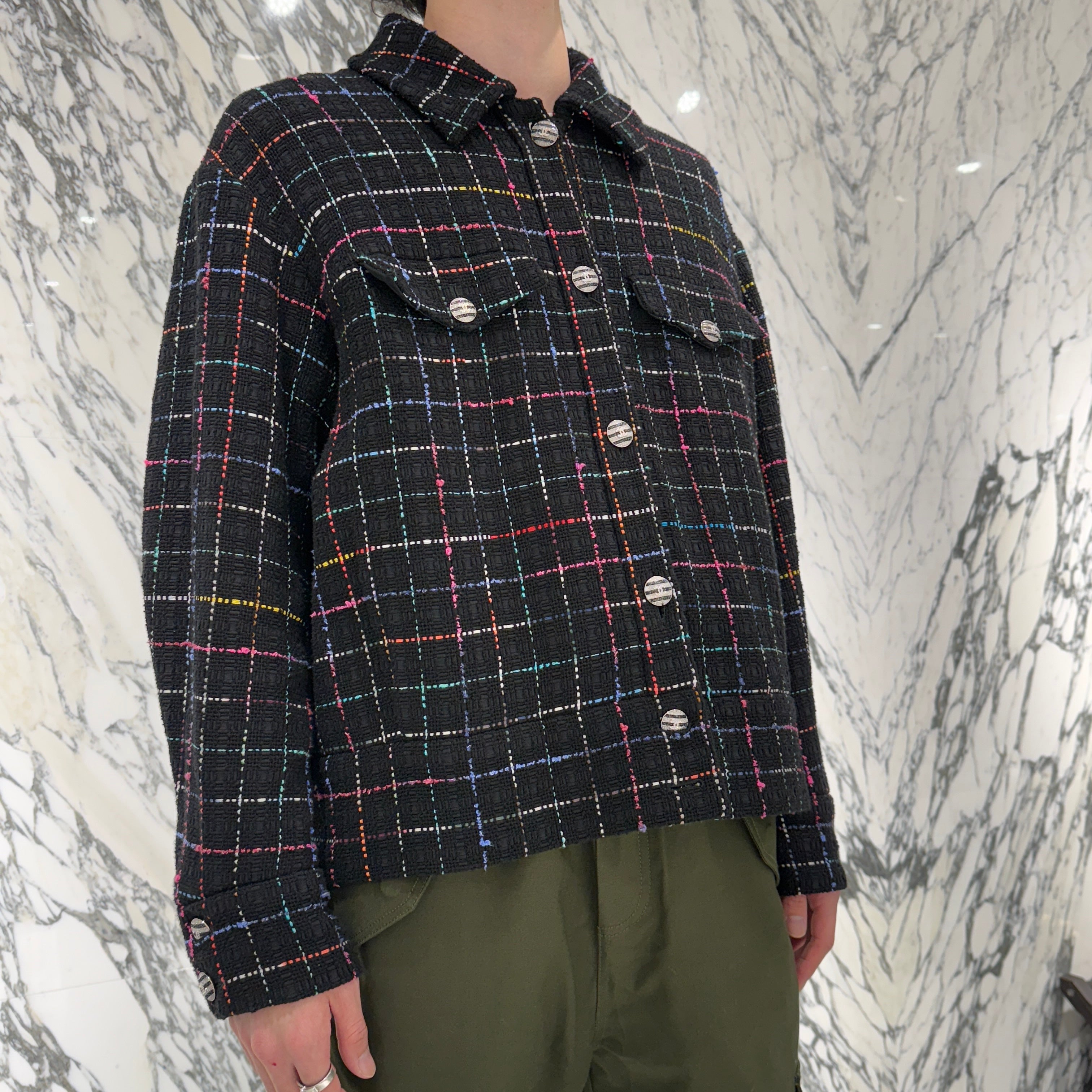 CHANEL 2024SS Back Flower Rhinestone Tweed Jacket P76311V68064 シャネル バックフラワーラインストーン ツイードジャケット サイズ50