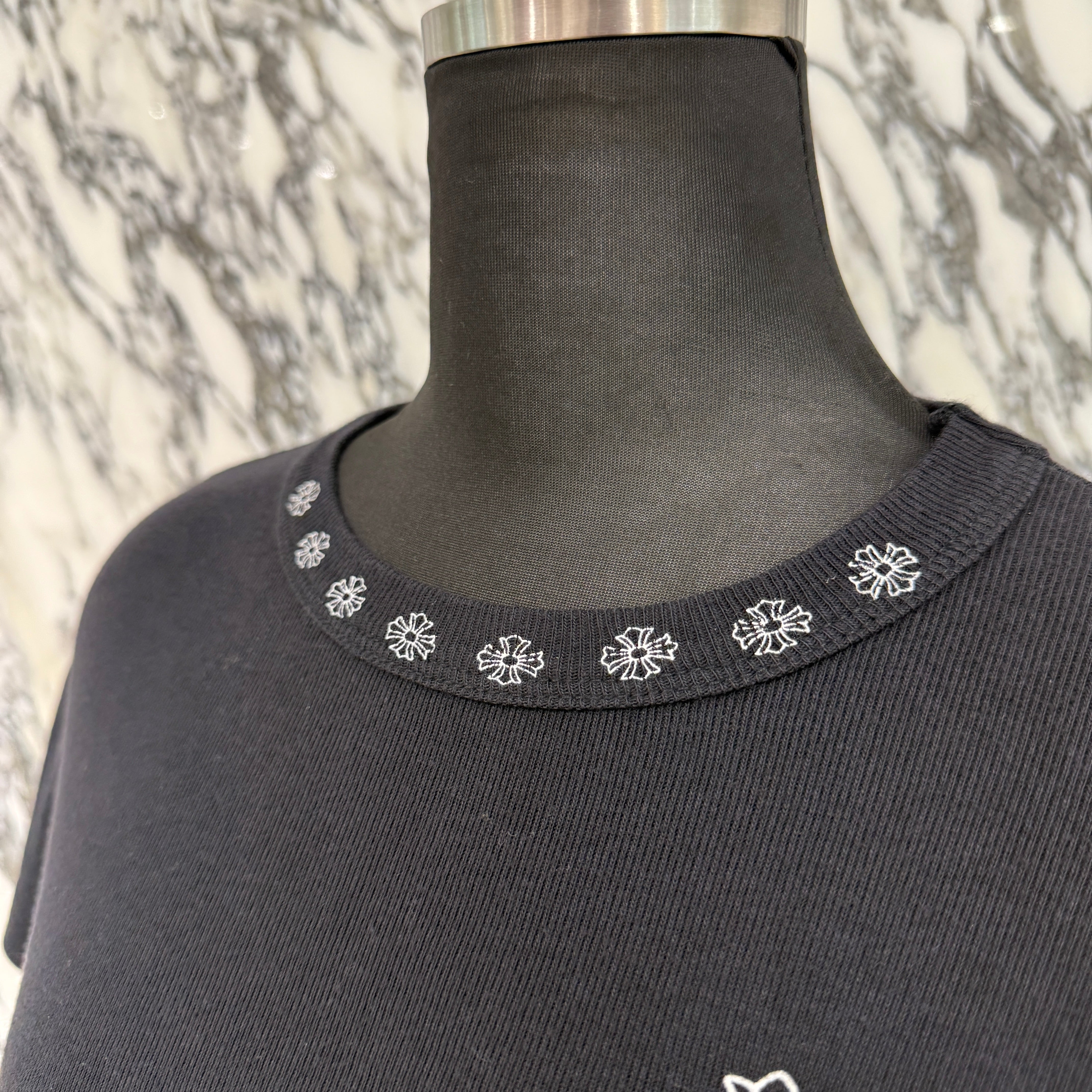 CHROME HEARTS Back Floral Cross Print Ladies Tee クロムハーツ バック フローラルクロス プリント レディースTシャツ