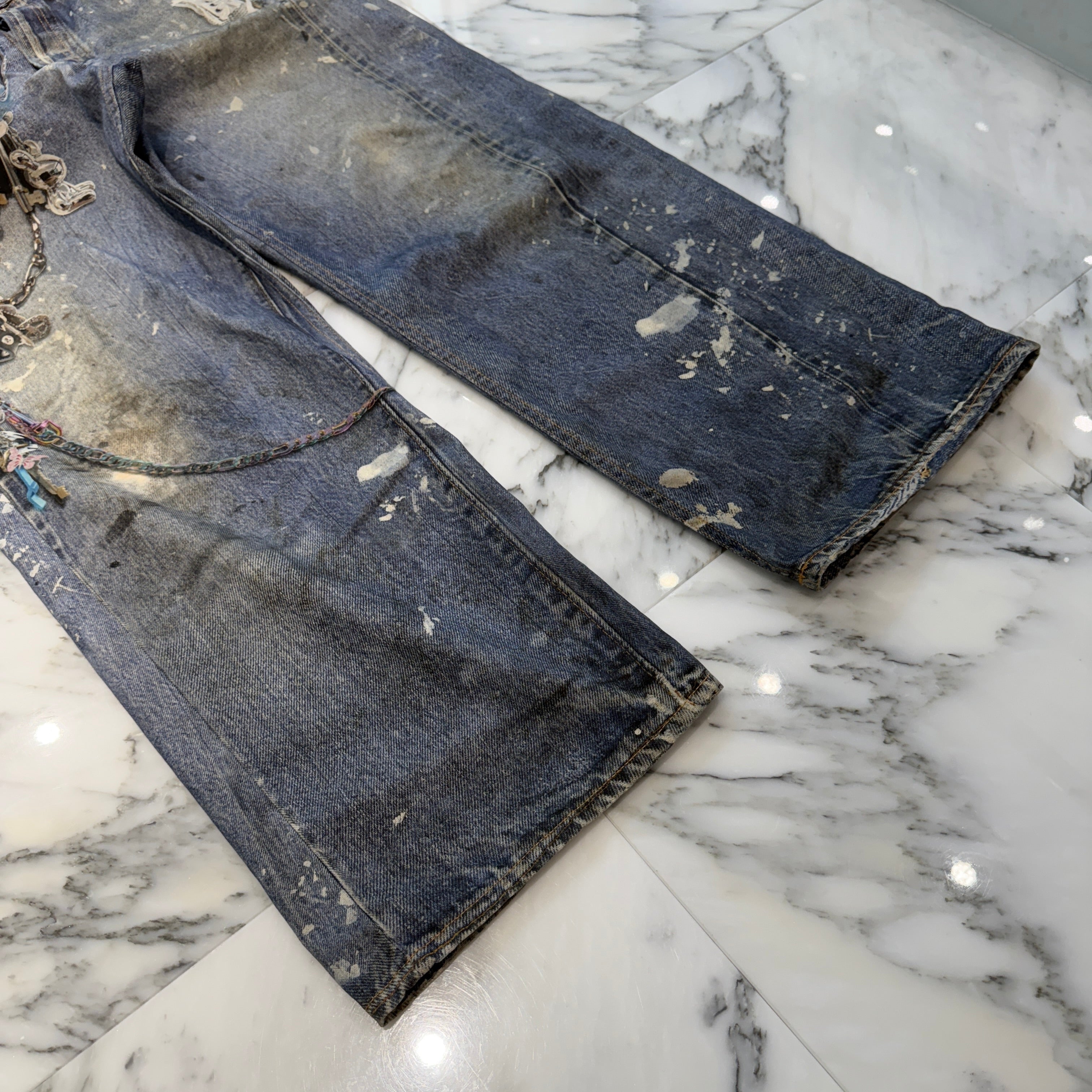 Acne Studios 2024SS Trompe L'oeil Chain Graphic Over Denim Pants FN-MN-TROU001020 Size 48 アクネストゥディオズ トロンプルイユ チェーングラフィックオーバーデニムパンツ サイズ48