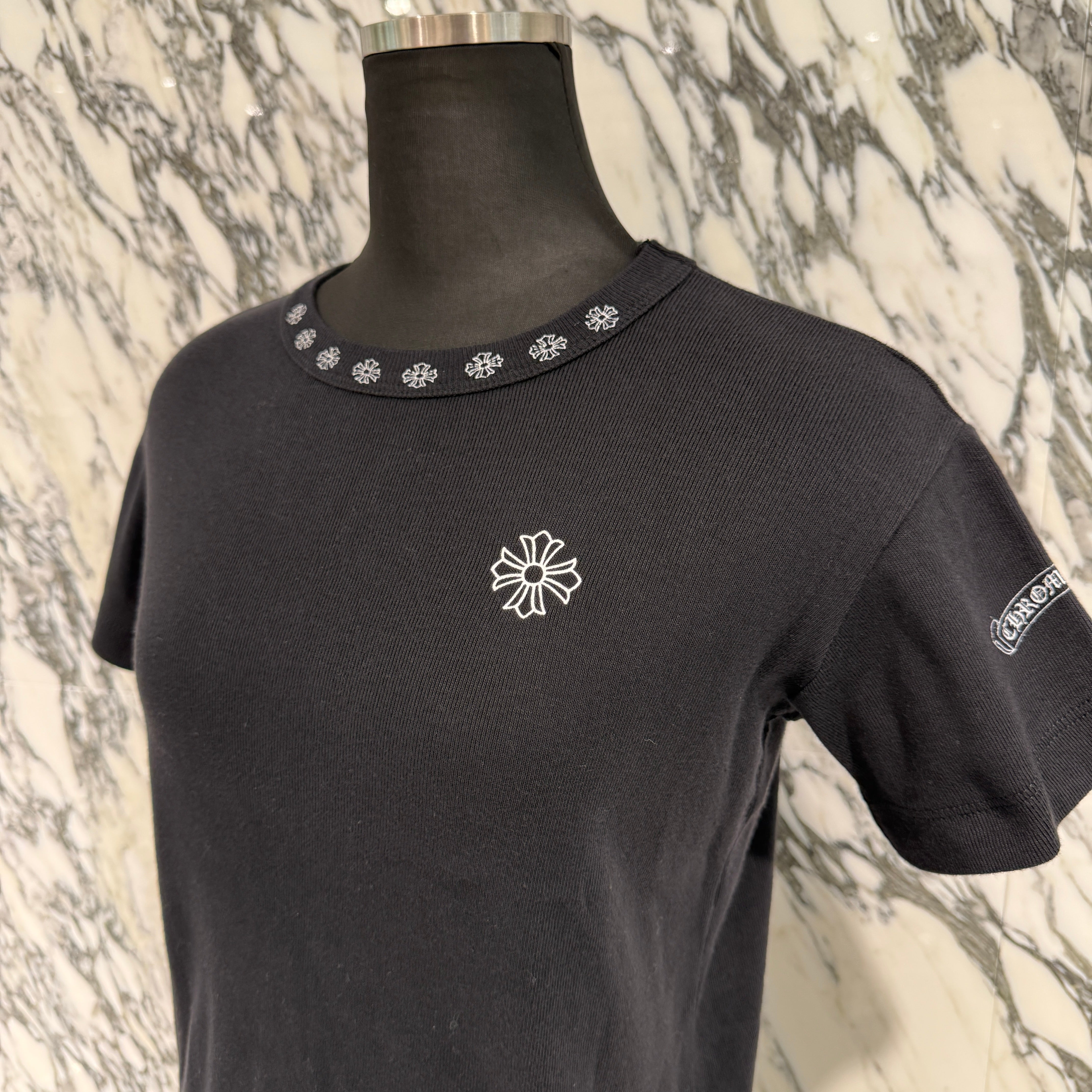 CHROME HEARTS Back Floral Cross Print Ladies Tee クロムハーツ バック フローラルクロス プリント レディースTシャツ