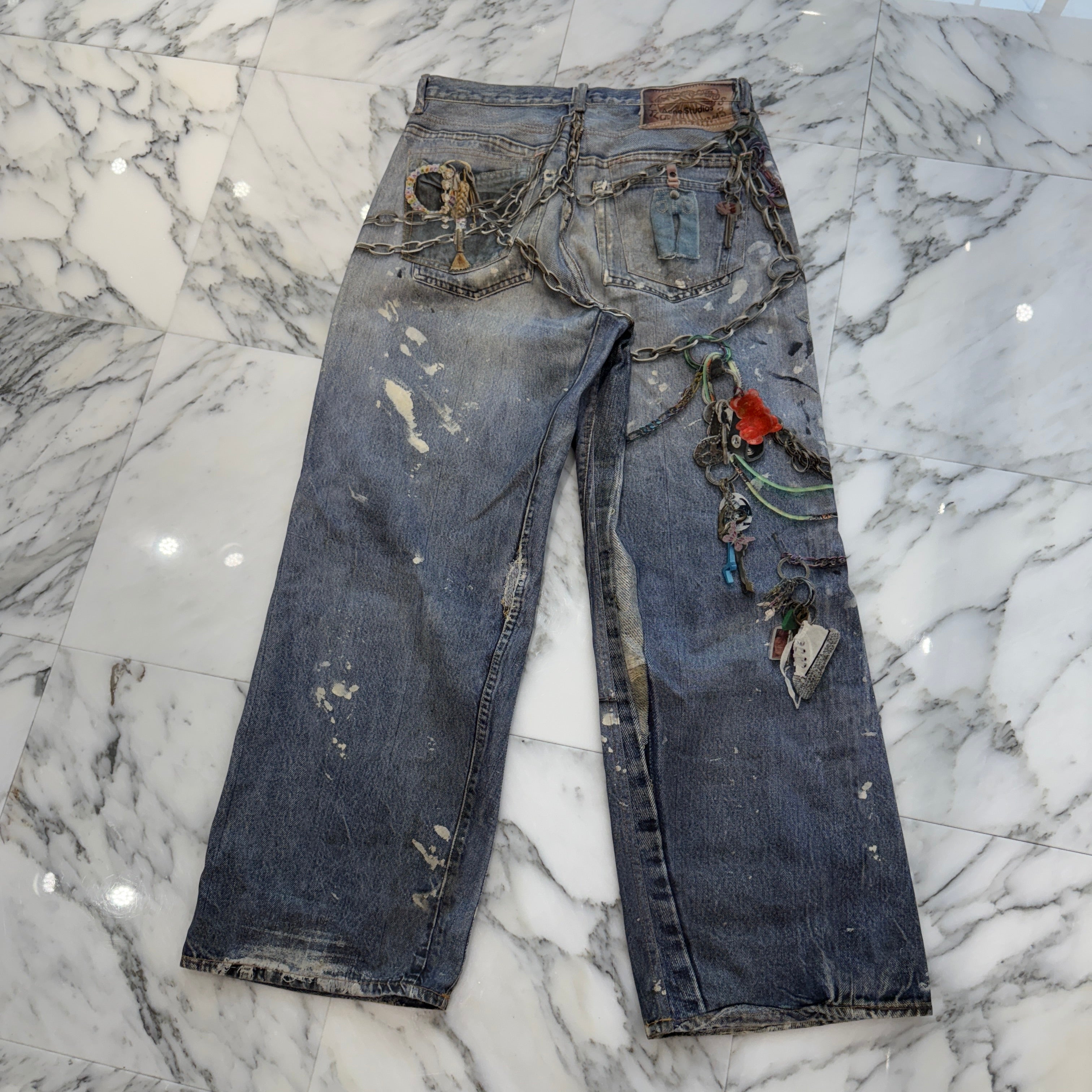 Acne Studios 2024SS Trompe L'oeil Chain Graphic Over Denim Pants FN-MN-TROU001020 Size 48 アクネストゥディオズ トロンプルイユ チェーングラフィックオーバーデニムパンツ サイズ48