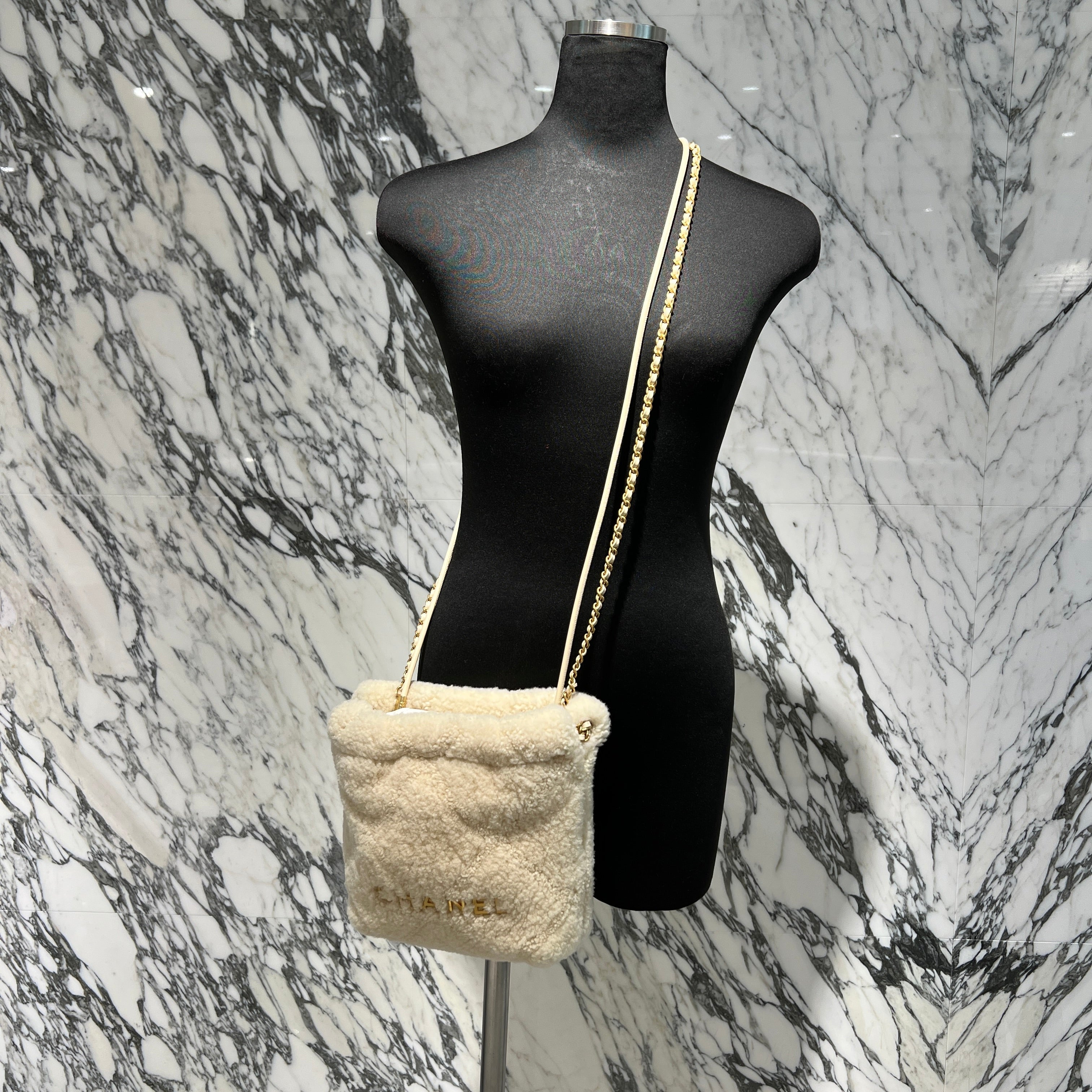 CHANEL 2024AW 24K Chanel 22 Mini Handbag In Shearling And Boa Bag
