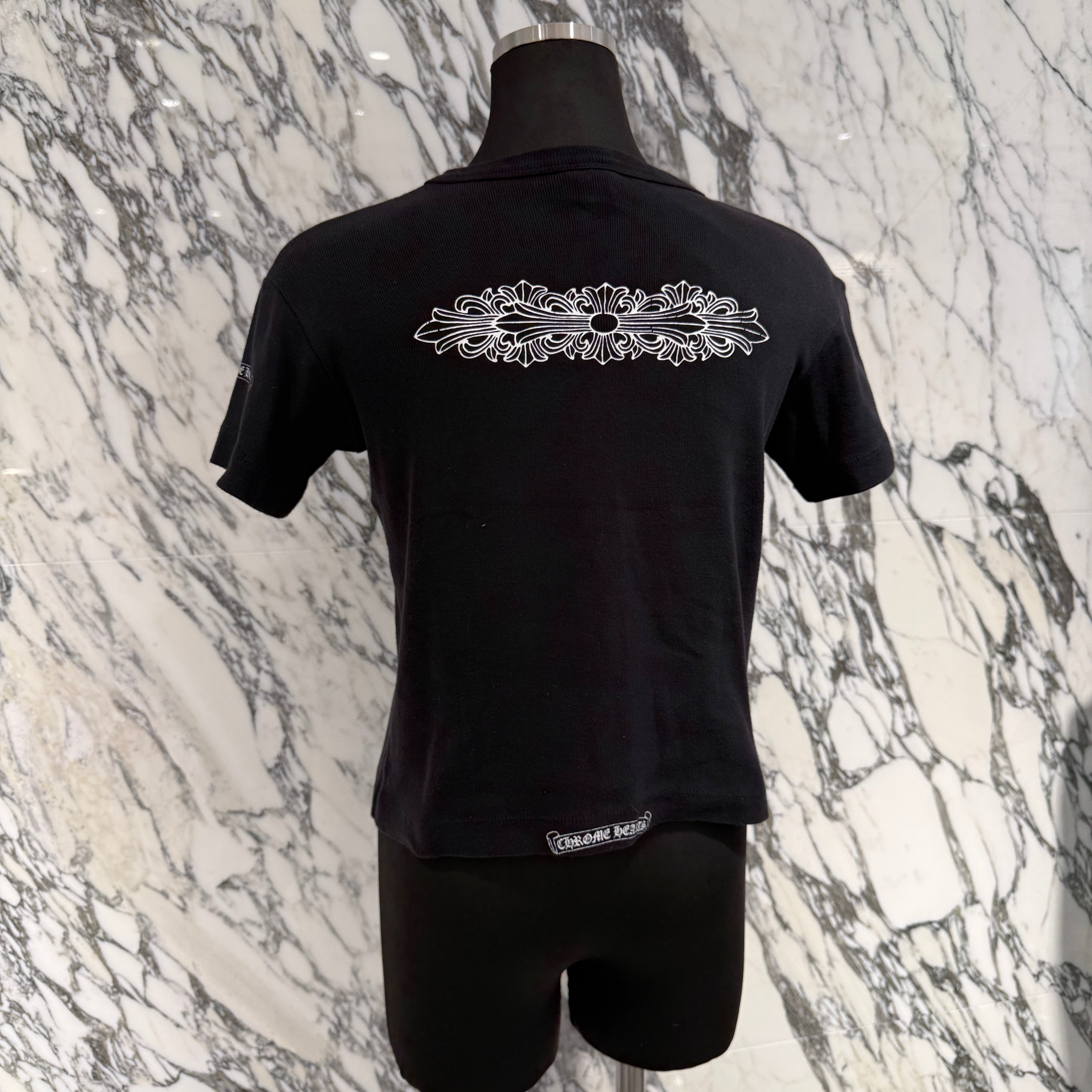 CHROME HEARTS Back Floral Cross Print Ladies Tee クロムハーツ バック フローラルクロス プリント レディースTシャツ