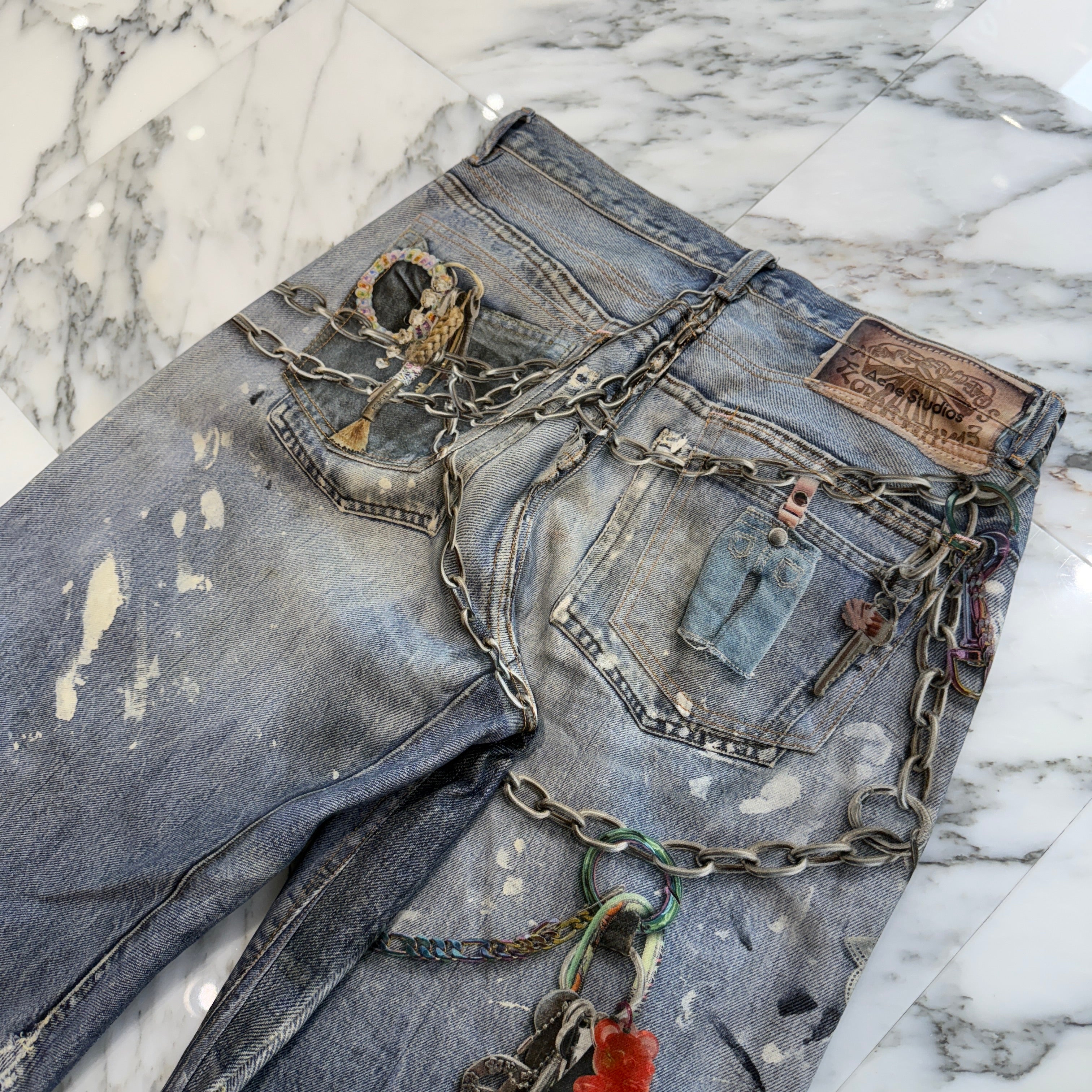 Acne Studios 2024SS Trompe L'oeil Chain Graphic Over Denim Pants FN-MN-TROU001020 Size 48 アクネストゥディオズ トロンプルイユ チェーングラフィックオーバーデニムパンツ サイズ48