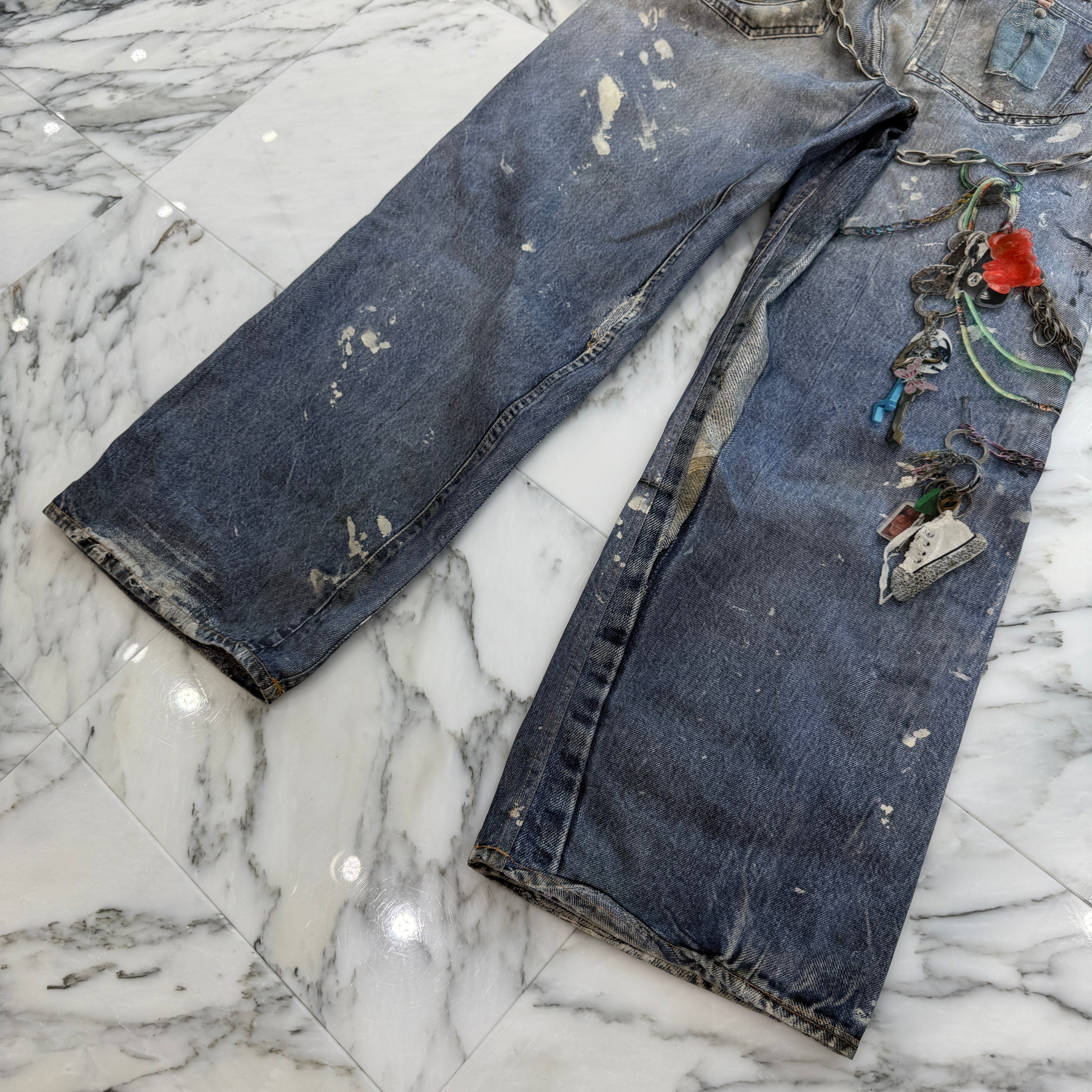 Acne Studios 2024SS Trompe L'oeil Chain Graphic Over Denim Pants FN-MN-TROU001020 Size 48 アクネストゥディオズ トロンプルイユ チェーングラフィックオーバーデニムパンツ サイズ48