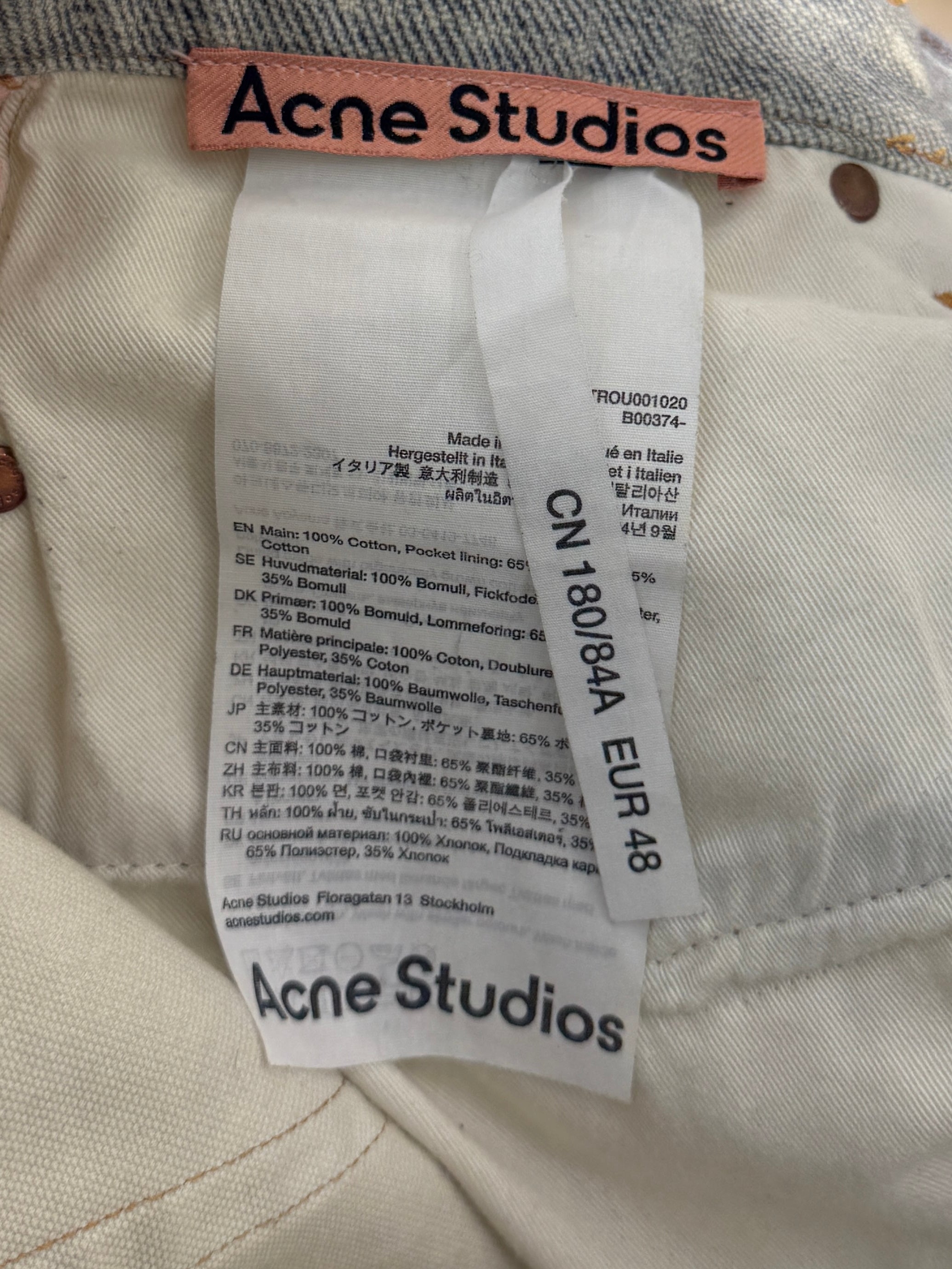 Acne Studios 2024SS Trompe L'oeil Chain Graphic Over Denim Pants FN-MN-TROU001020 Size 48 アクネストゥディオズ トロンプルイユ チェーングラフィックオーバーデニムパンツ サイズ48