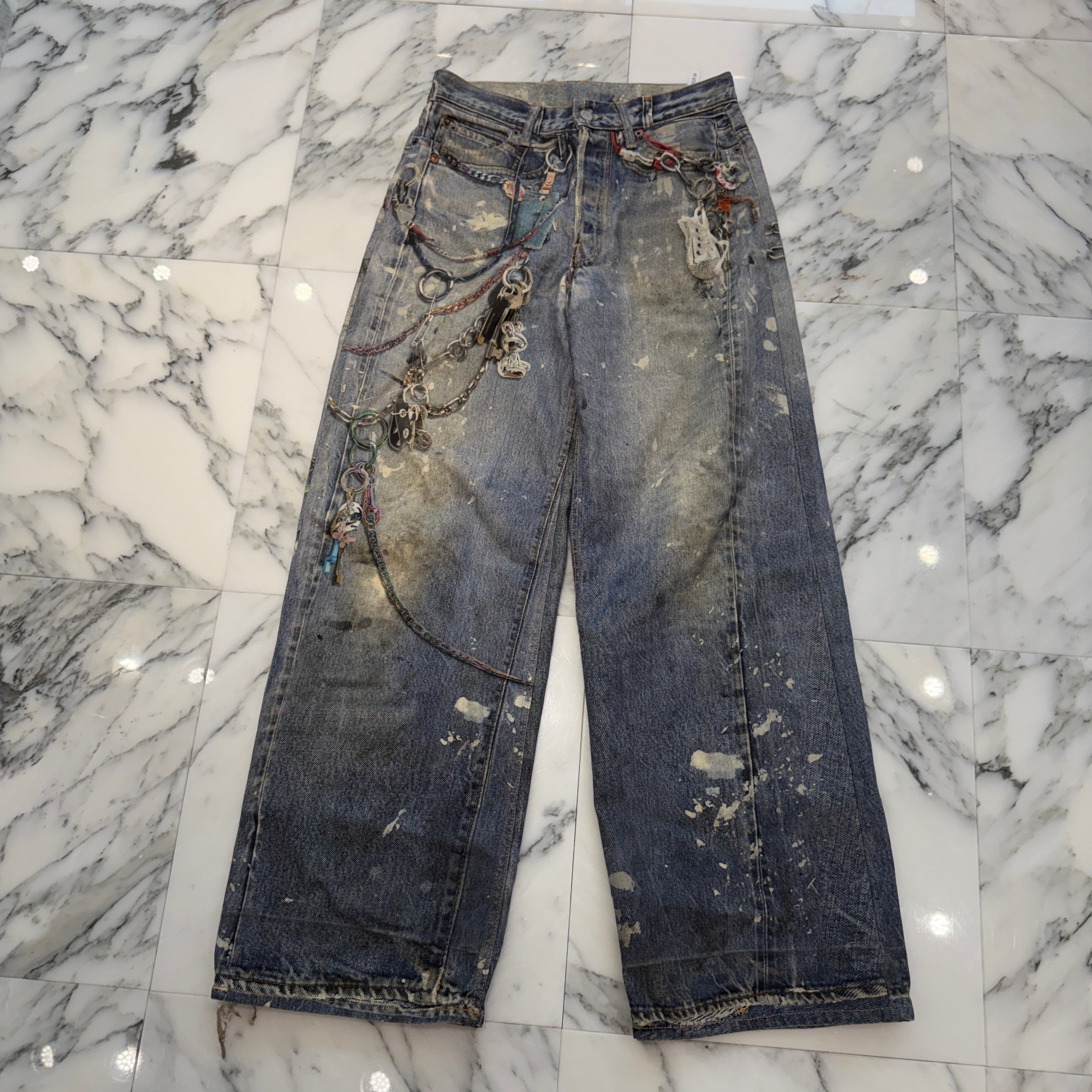 Acne Studios 2024AW Trompe L'oeil Chain Graphic Over Denim Pants FN-MN-TROU001290 Size 34 アクネストゥディオズ トロンプルイユ チェーングラフィックオーバーデニムパンツ サイズ34