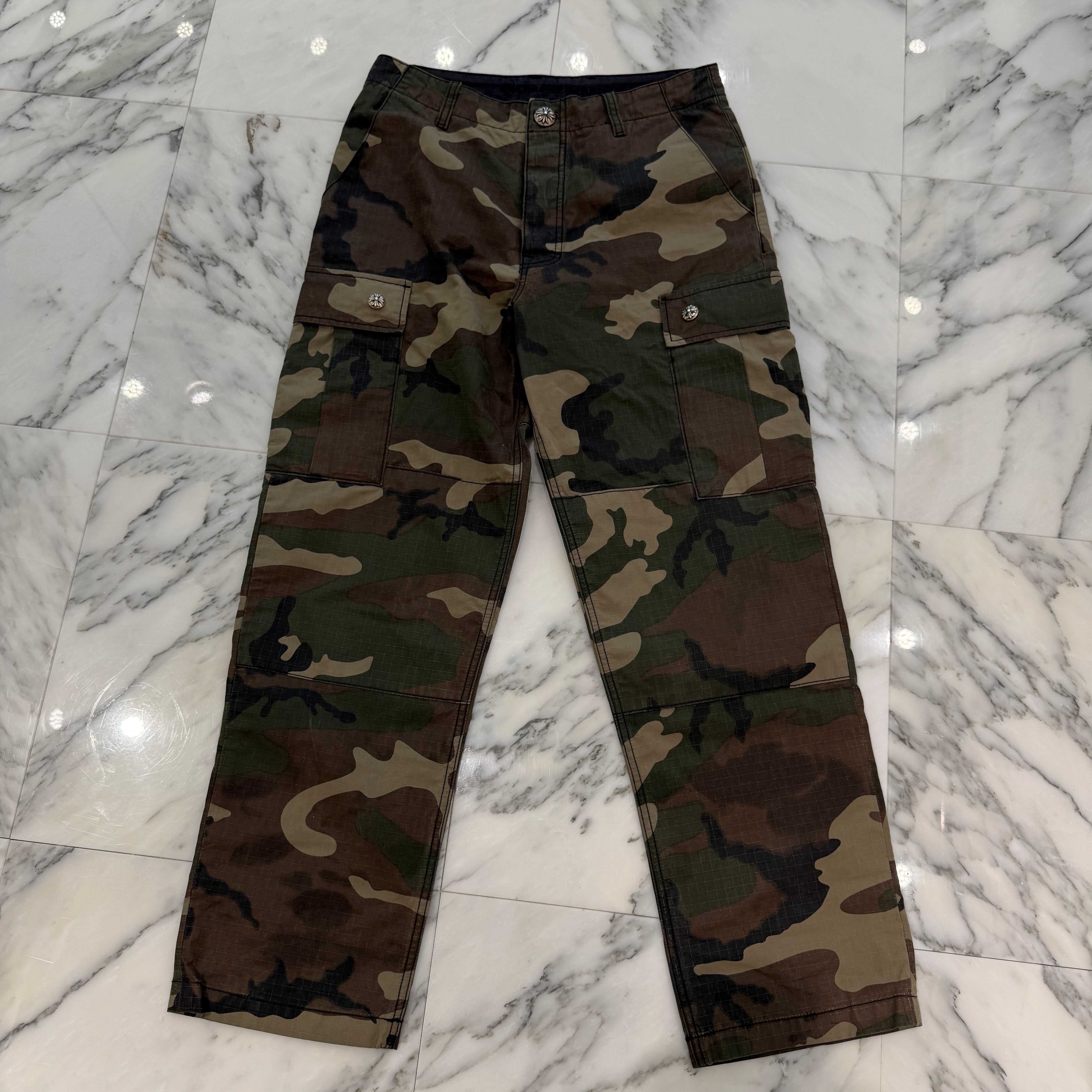 CHROME HEARTS Cross Ball Button Camo Cargo Pants Size 30 クロムハーツ クロスボールボタン カモ カーゴパンツ サイズ30