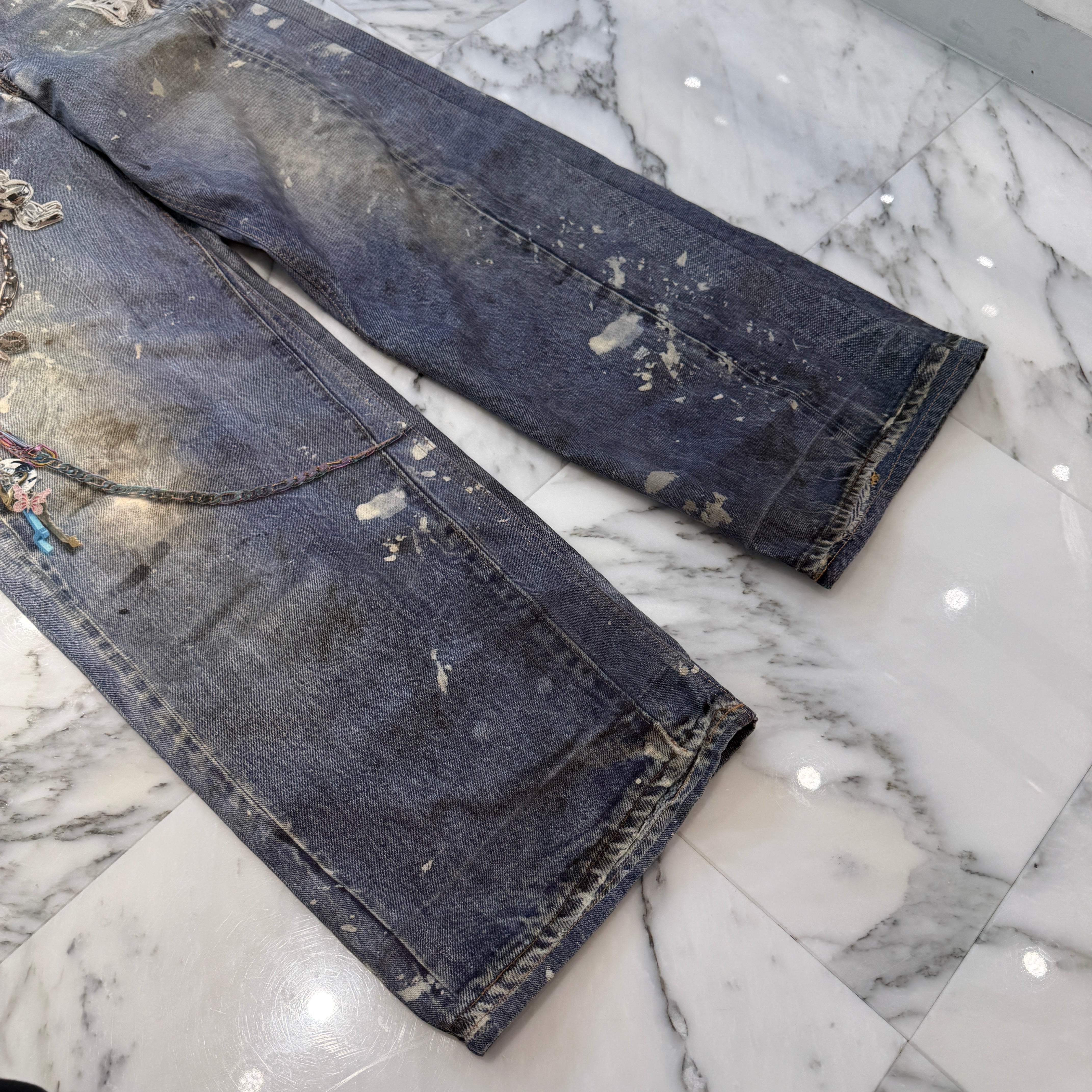 Acne Studios 2024AW Trompe L'oeil Chain Graphic Over Denim Pants FN-MN-TROU001290 Size 34 アクネストゥディオズ トロンプルイユ チェーングラフィックオーバーデニムパンツ サイズ34