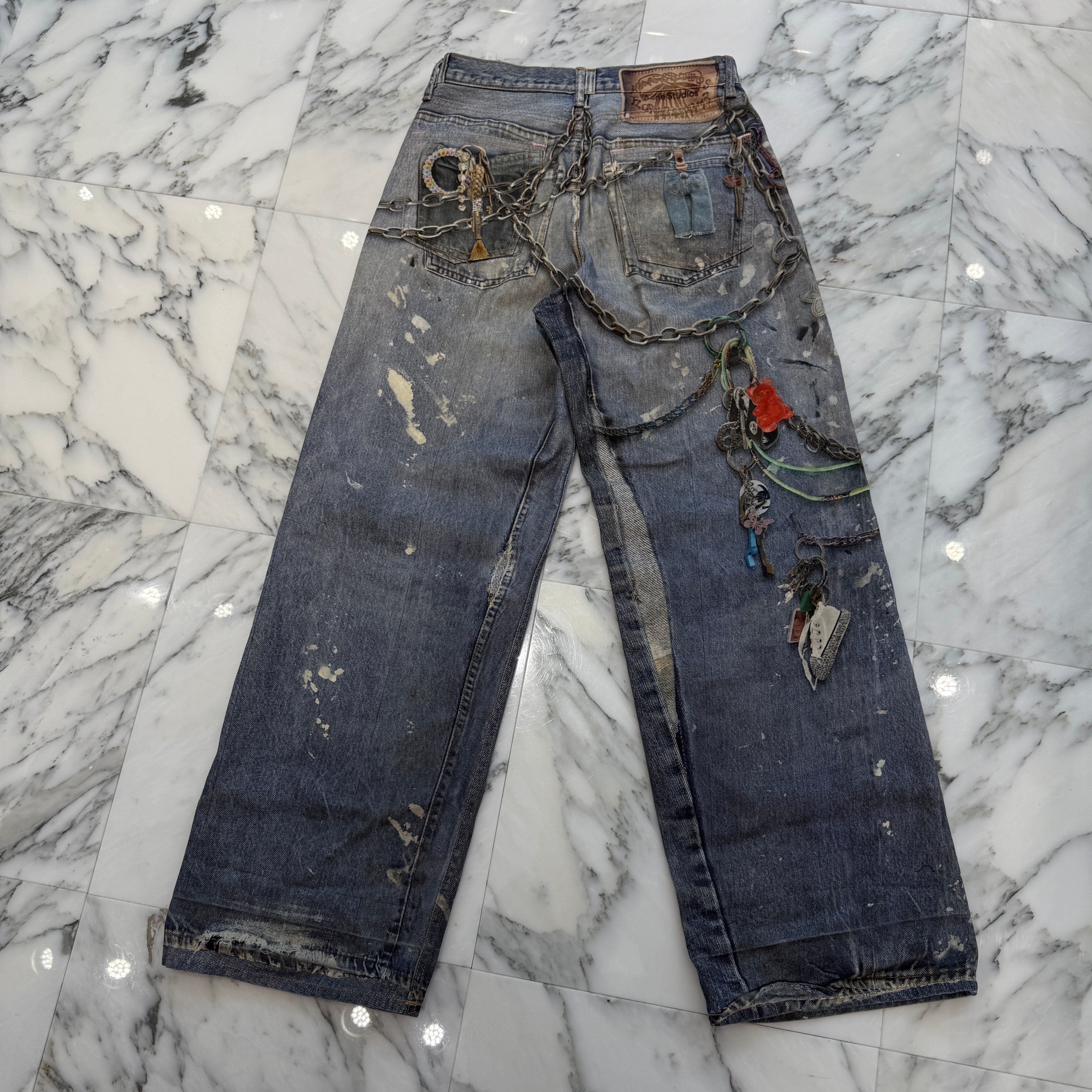 Acne Studios 2024AW Trompe L'oeil Chain Graphic Over Denim Pants FN-MN-TROU001290 Size 34 アクネストゥディオズ トロンプルイユ チェーングラフィックオーバーデニムパンツ サイズ34