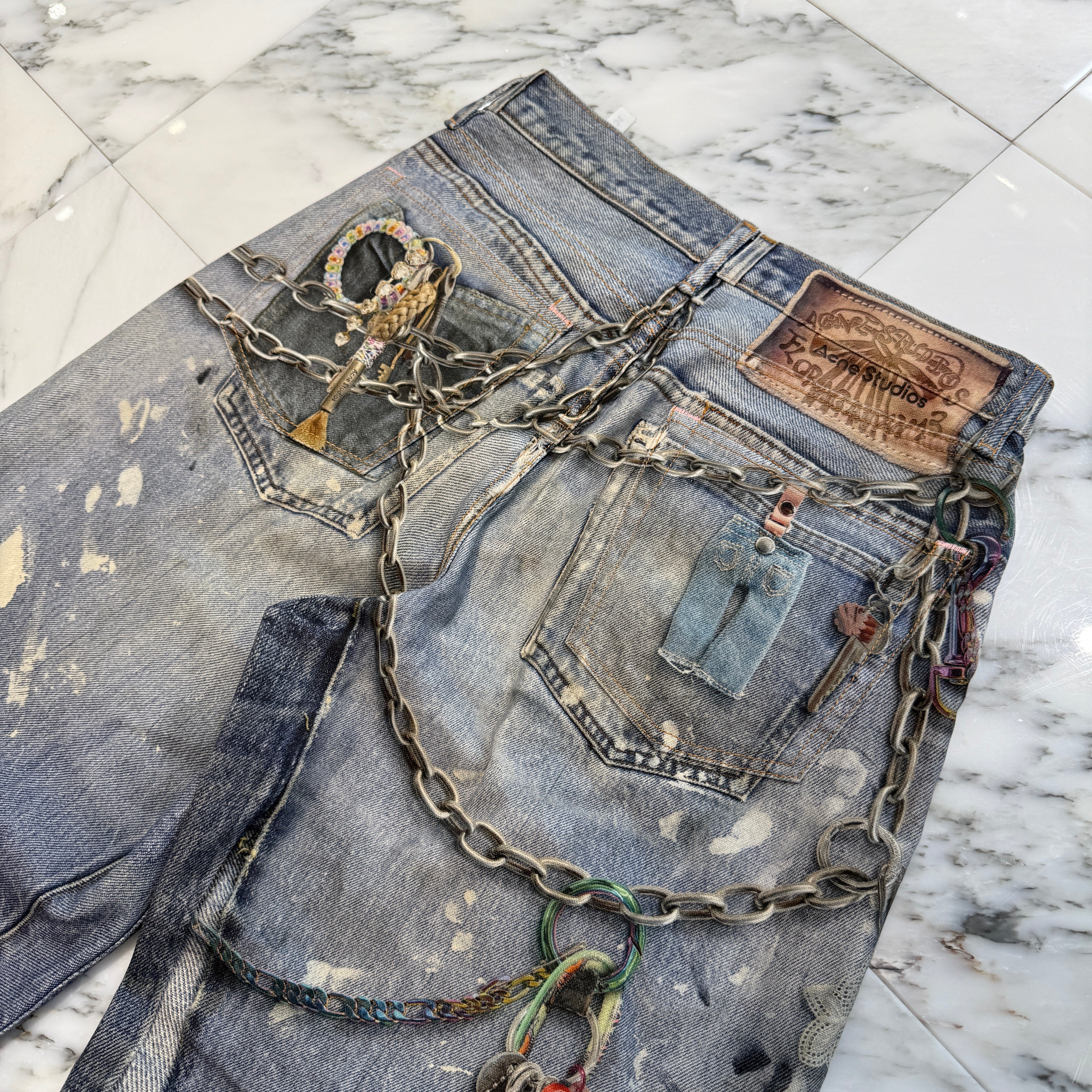 Acne Studios 2024AW Trompe L'oeil Chain Graphic Over Denim Pants