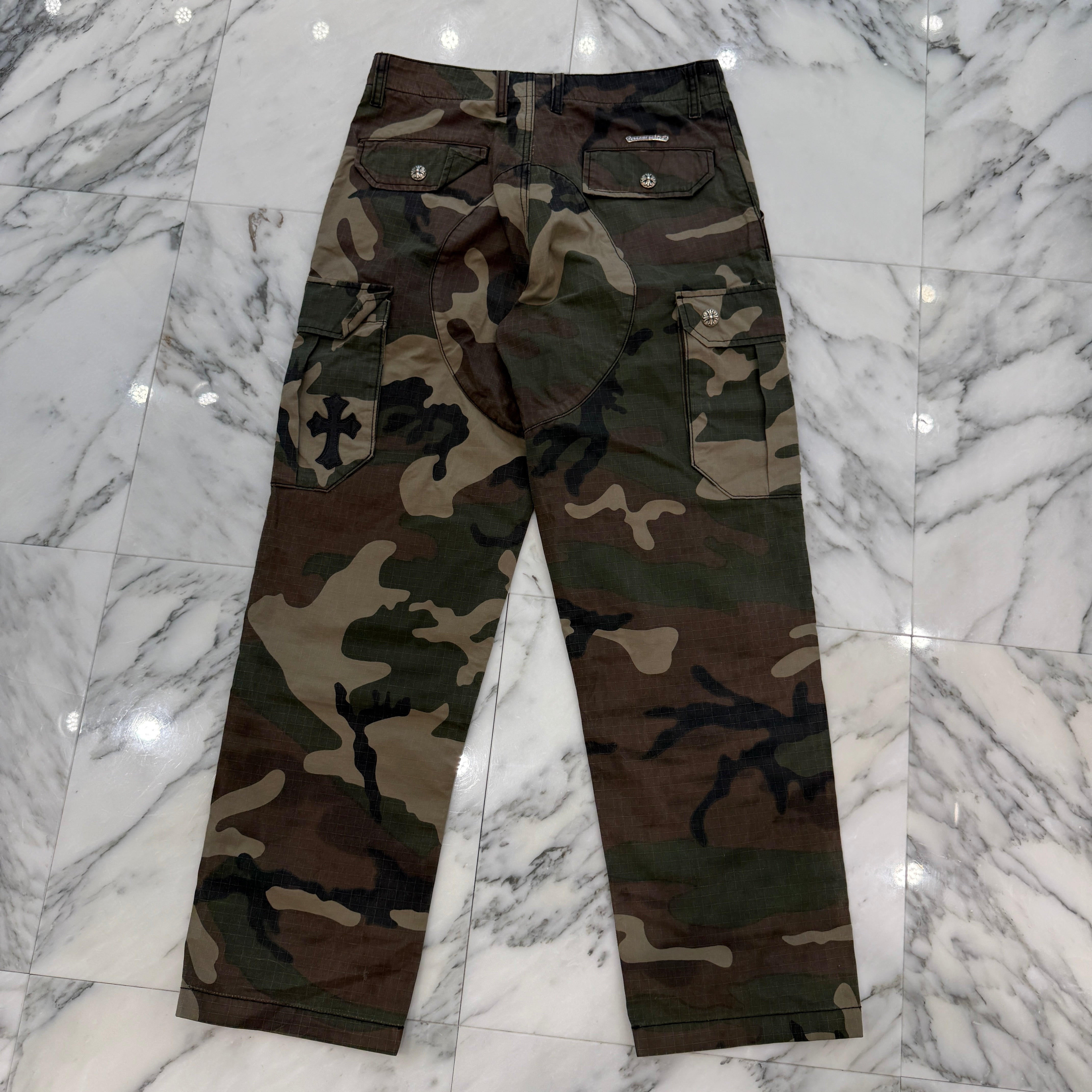CHROME HEARTS Cross Ball Button Camo Cargo Pants Size 30 クロムハーツ クロスボールボタン カモ カーゴパンツ サイズ30